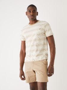 The Striped Pique T-Shirt in Kelp Brown sold by Frank & Oak