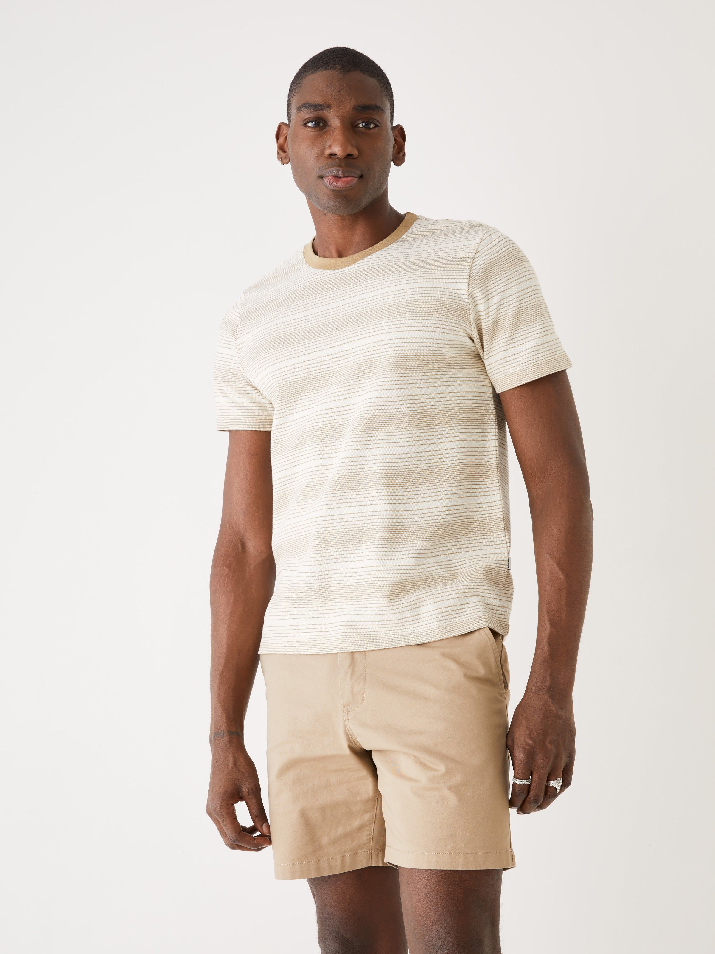 The Striped Pique T-Shirt in Kelp Brown sold by Frank & Oak product image thumbnail 5