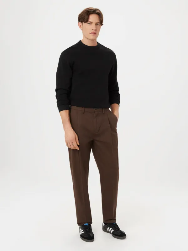 The Jamie Relaxed Tapered Pant in Chocolate Brown sold by Frank & Oak