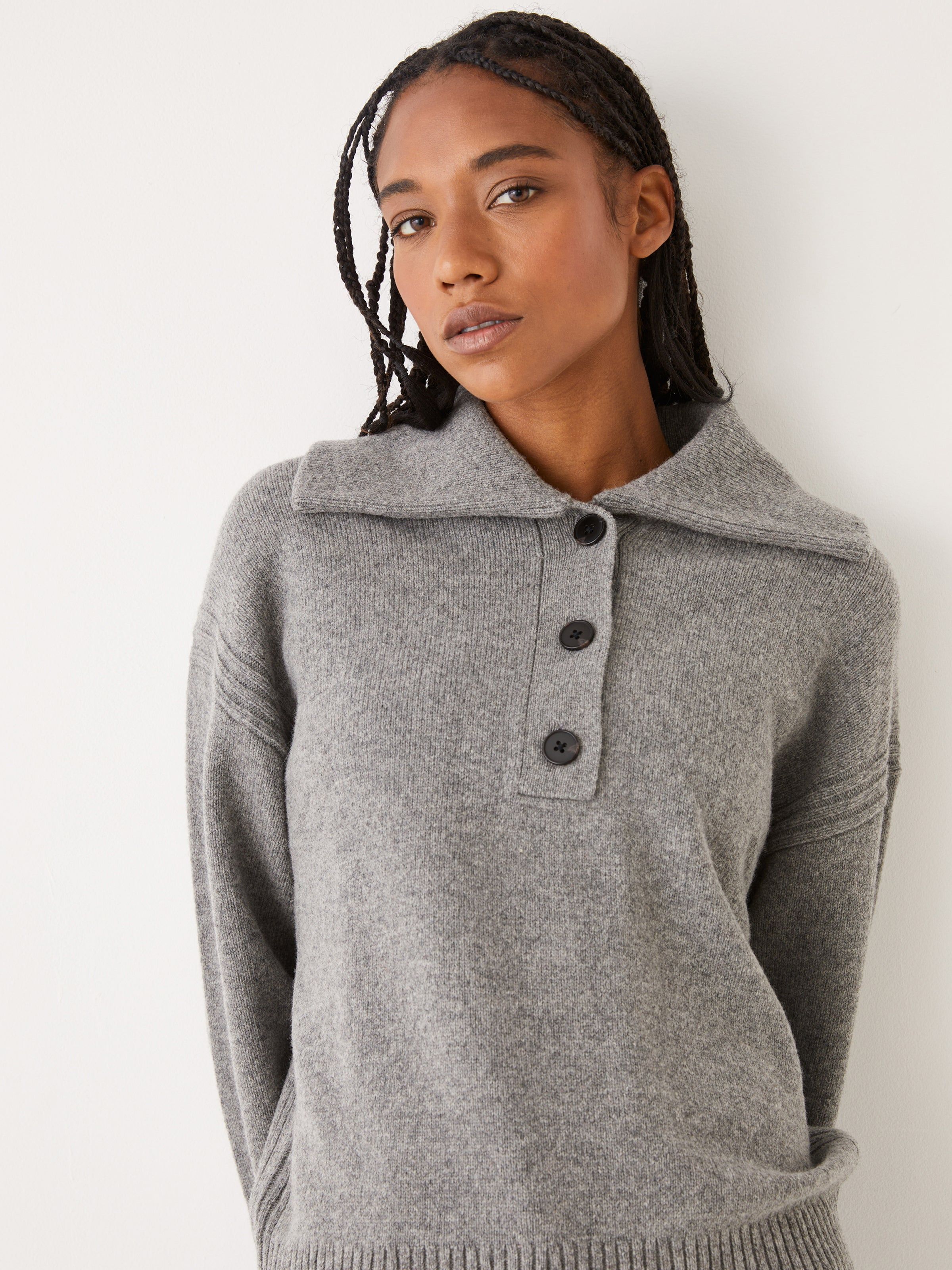 The Wool Button-Up Sweater in Mid Grey sold by Frank & Oak product image thumbnail 4