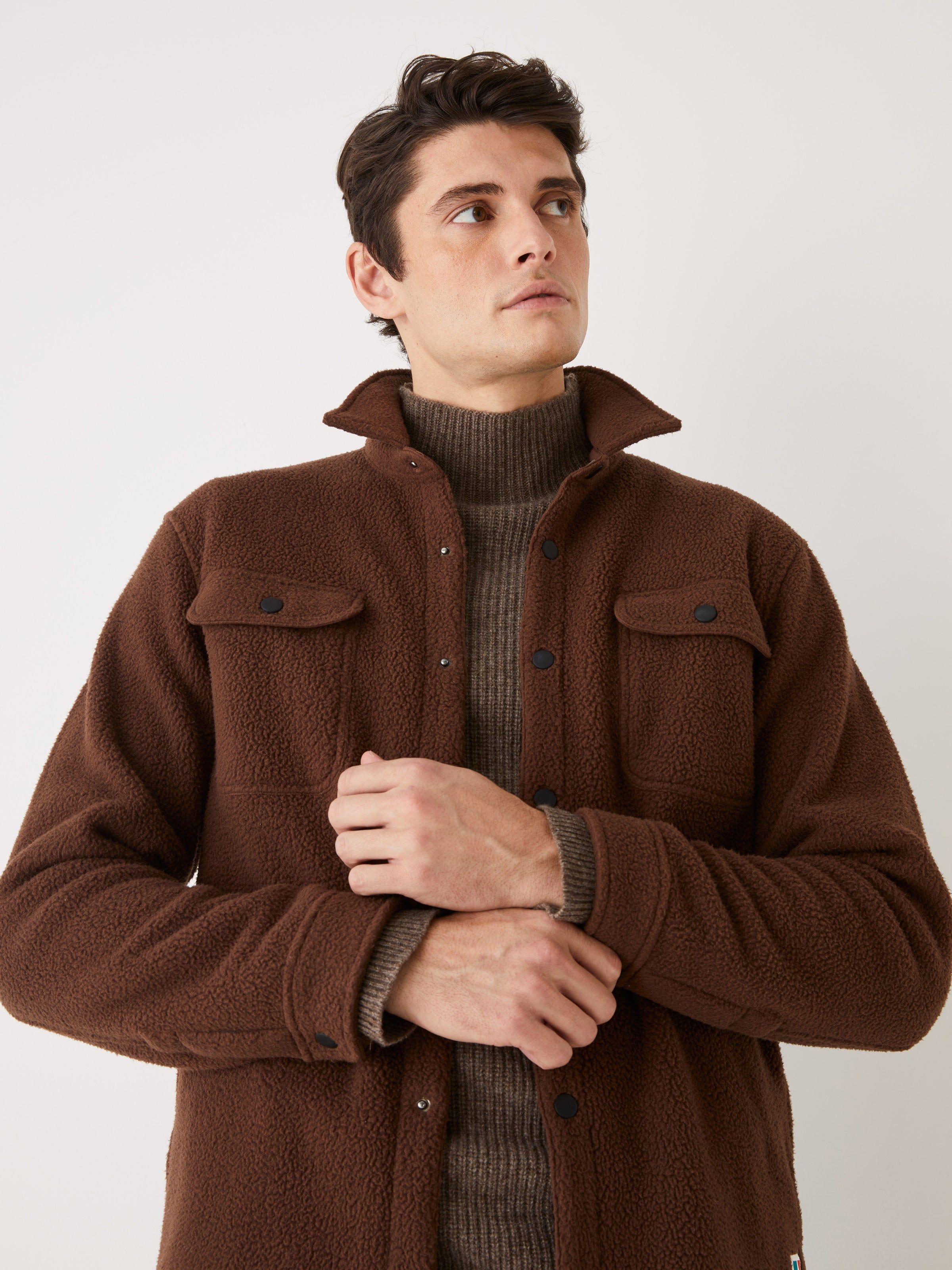 The Polar Fleece Overshirt in Dark Coffée sold by Frank & Oak product image thumbnail 3