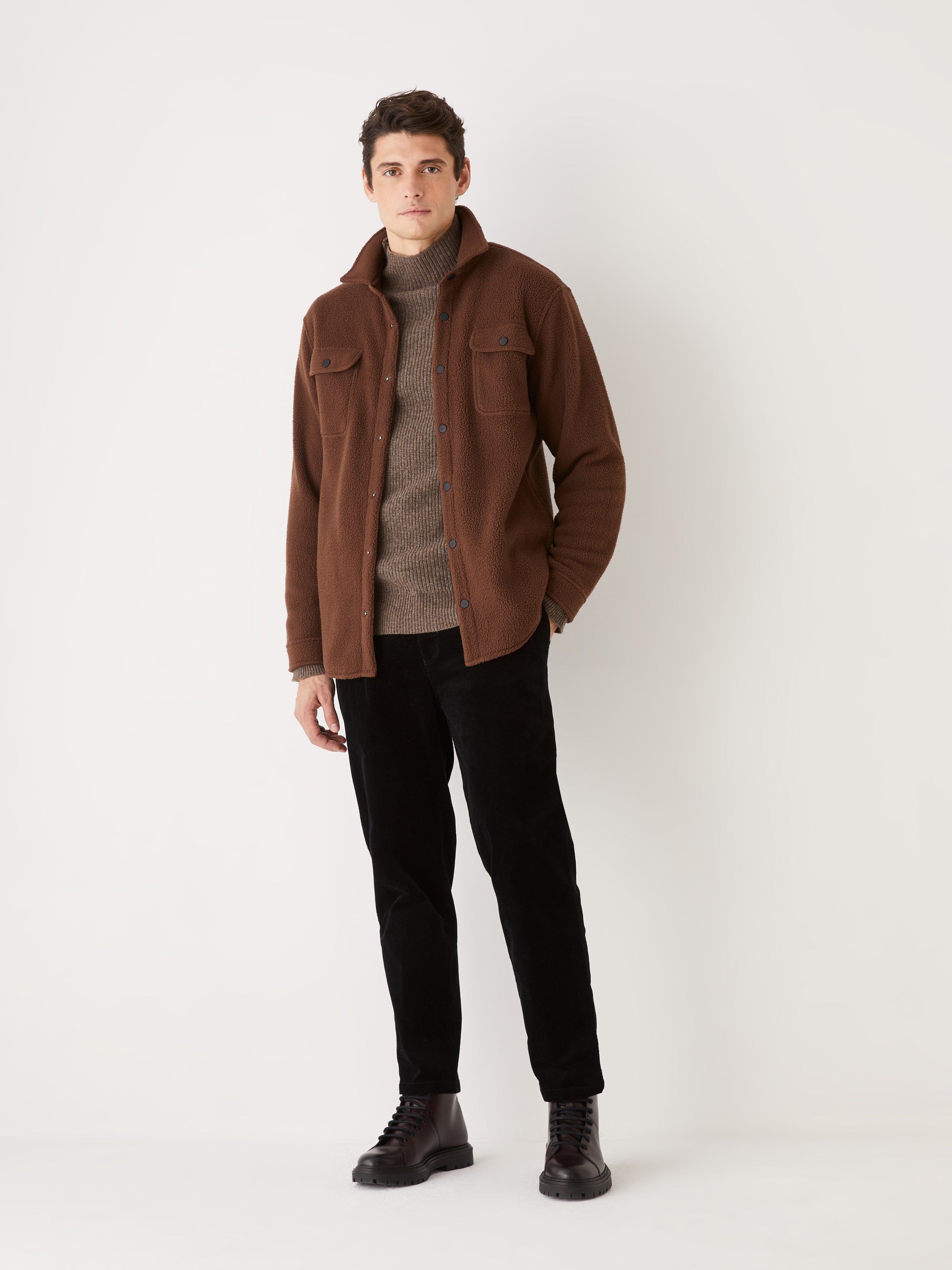 The Polar Fleece Overshirt in Dark Coffée sold by Frank & Oak product image thumbnail 2