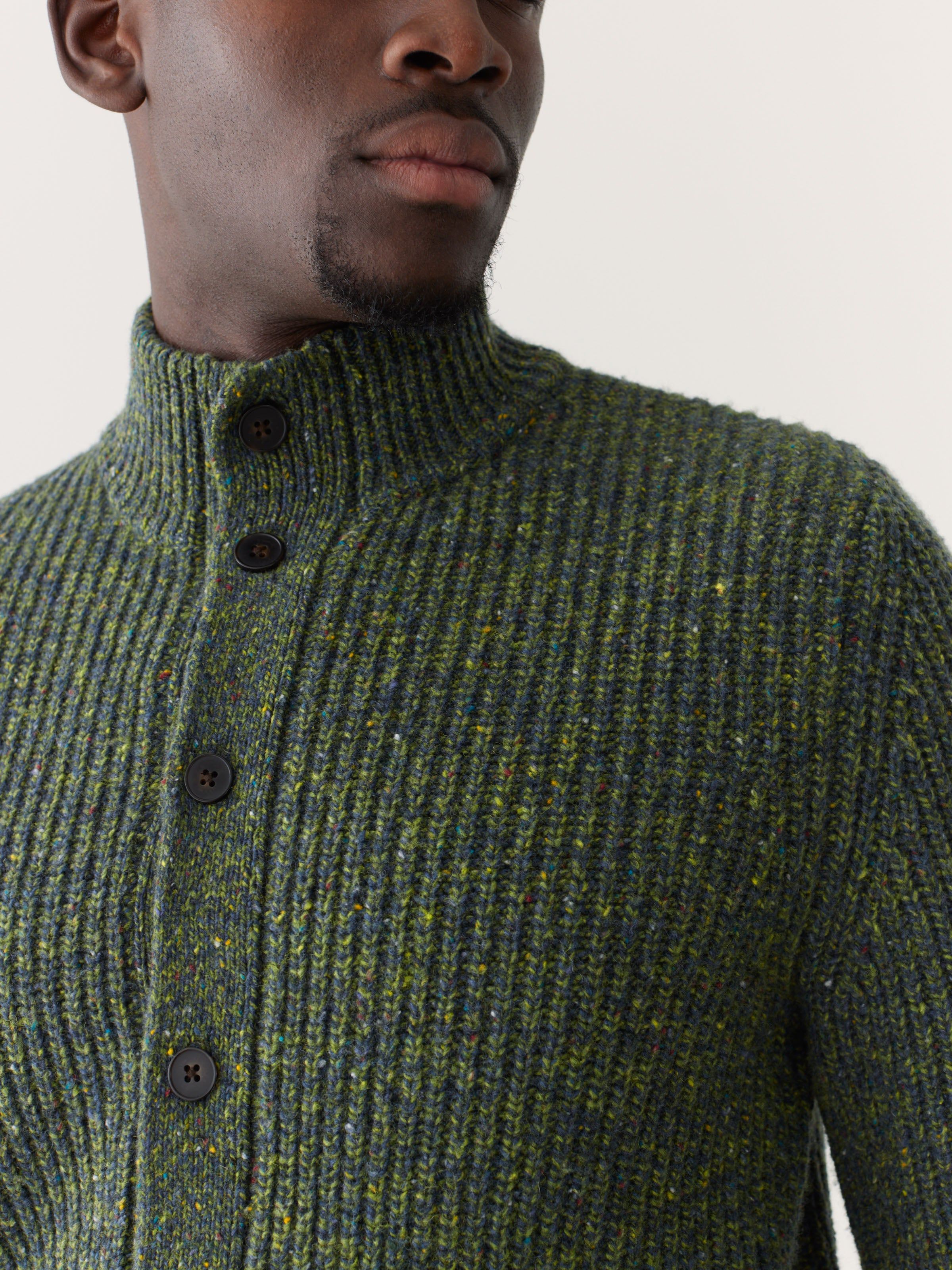 The Donegal Button-Up Sweater in Emerald Green sold by Frank & Oak product image thumbnail 4