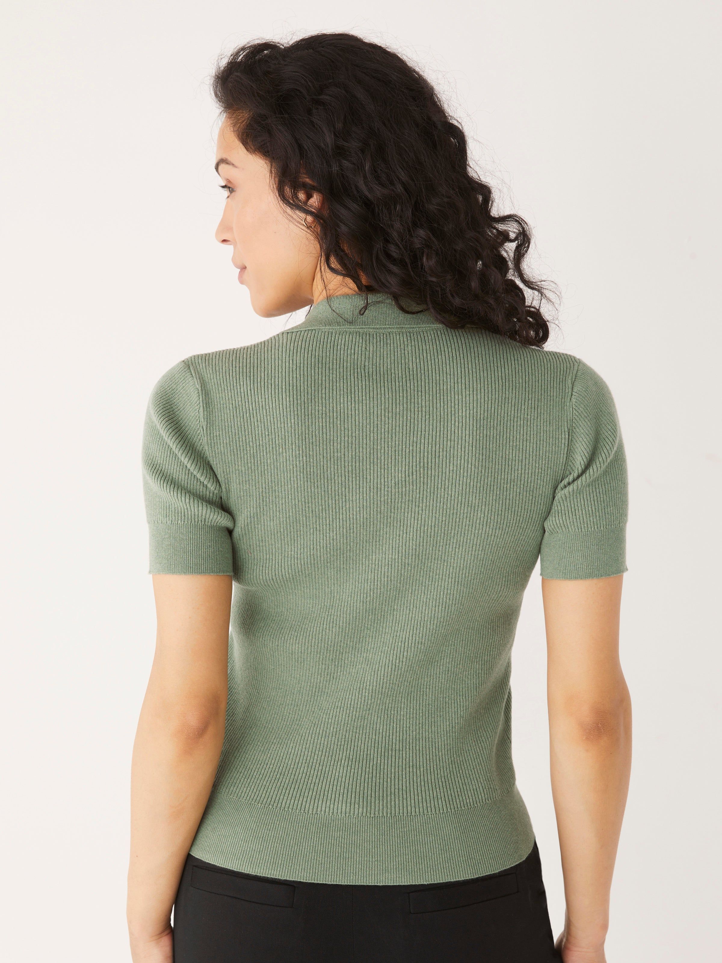 The Johnny Collar Knit Top in Deep Sage sold by Frank & Oak product image thumbnail 4