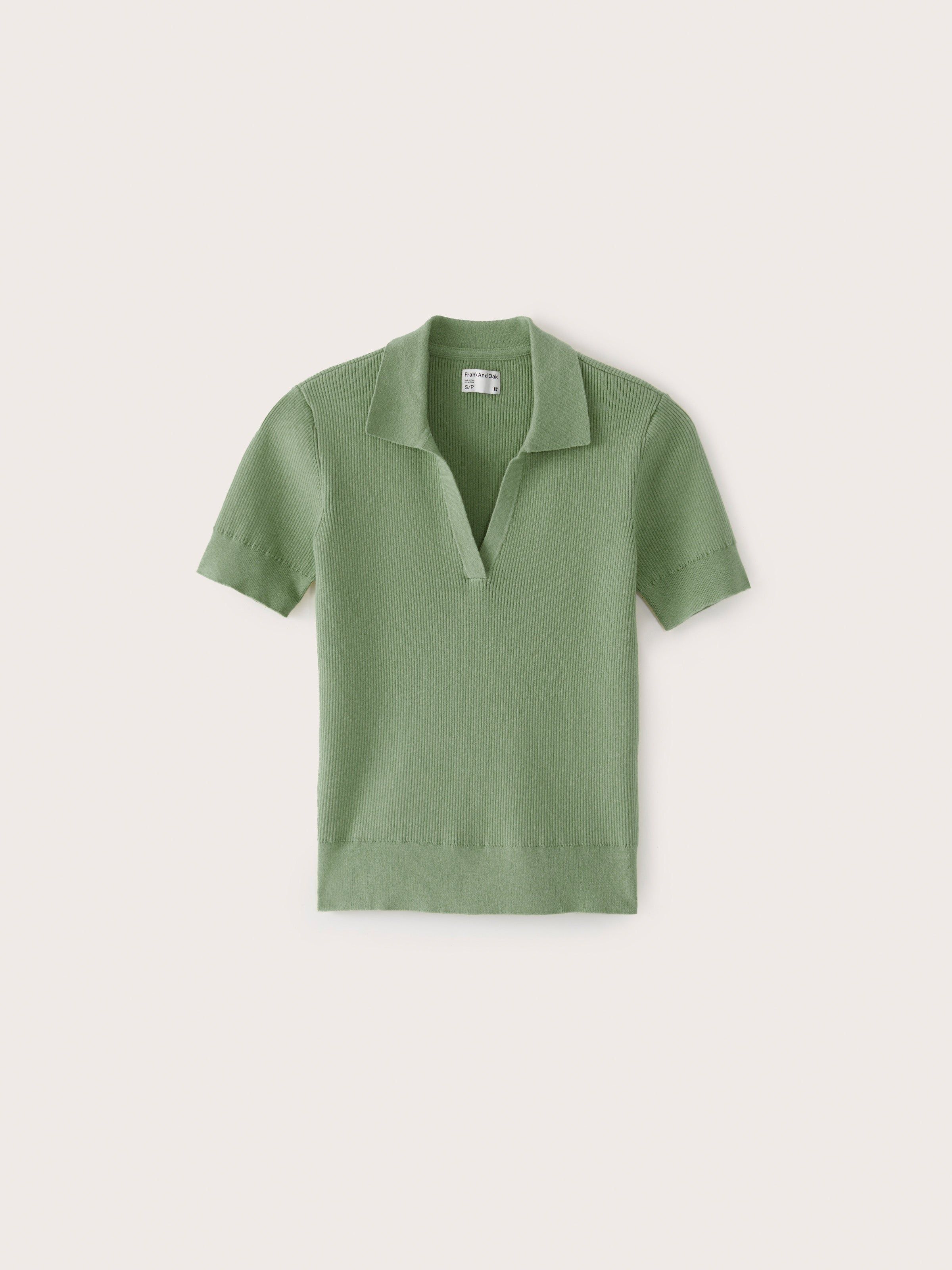 The Johnny Collar Knit Top in Deep Sage sold by Frank & Oak product image thumbnail 7