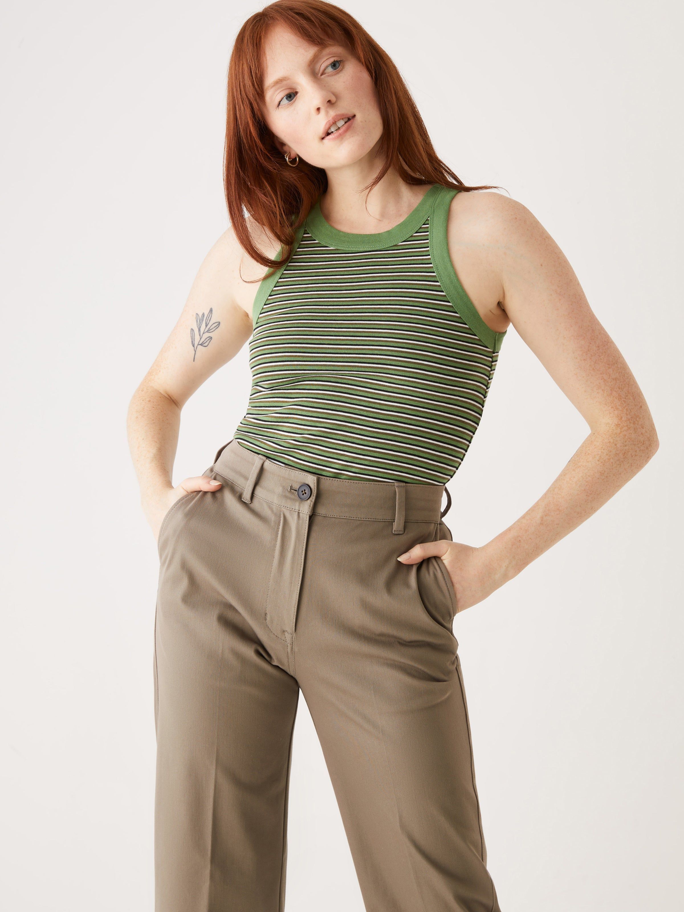 The Organic Cotton Rib Tank Top in Green sold by Frank & Oak