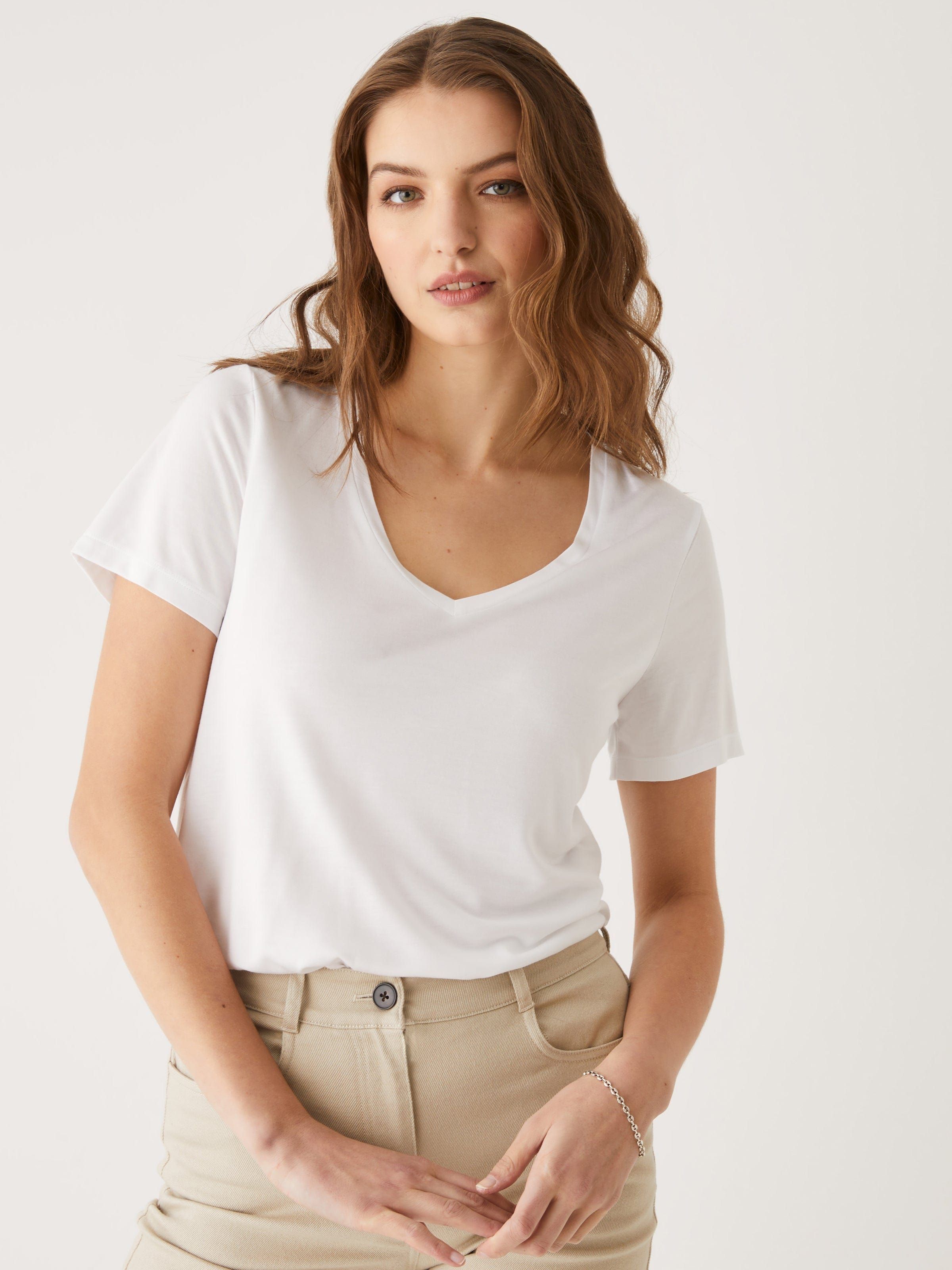 The SuperSoft V-Neck Tee in Bright White sold by Frank & Oak product image thumbnail 2