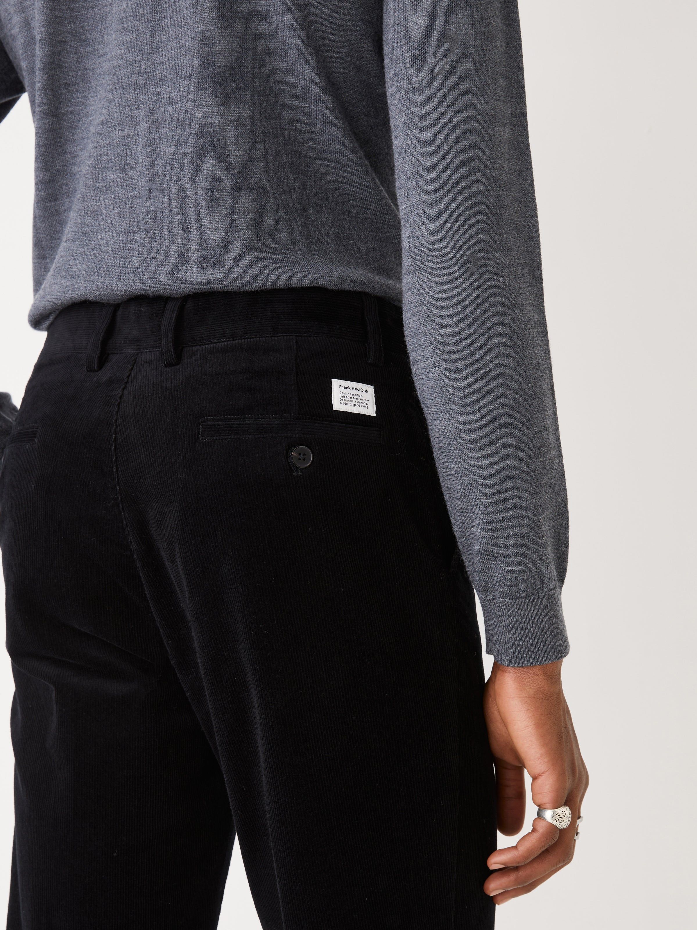 The Cropped Tapered Fit Corduroy Pant in Black sold by Frank & Oak product image thumbnail 3