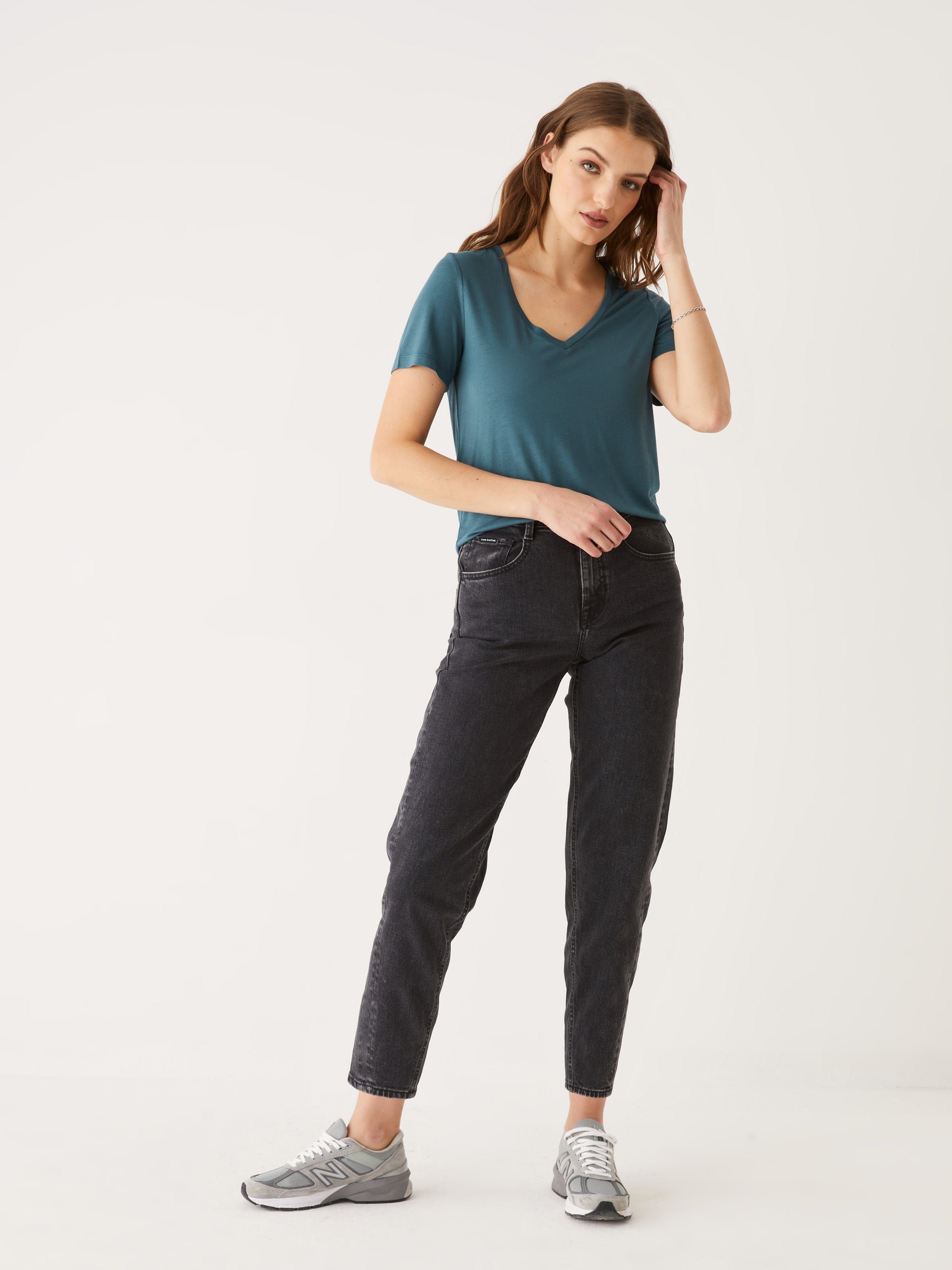 The SuperSoft V-Neck Tee in Blue sold by Frank & Oak