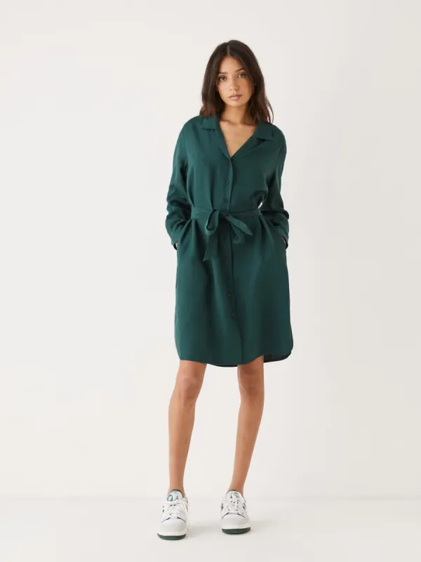 The Belted Shirt Dress in Dark Green sold by Frank & Oak