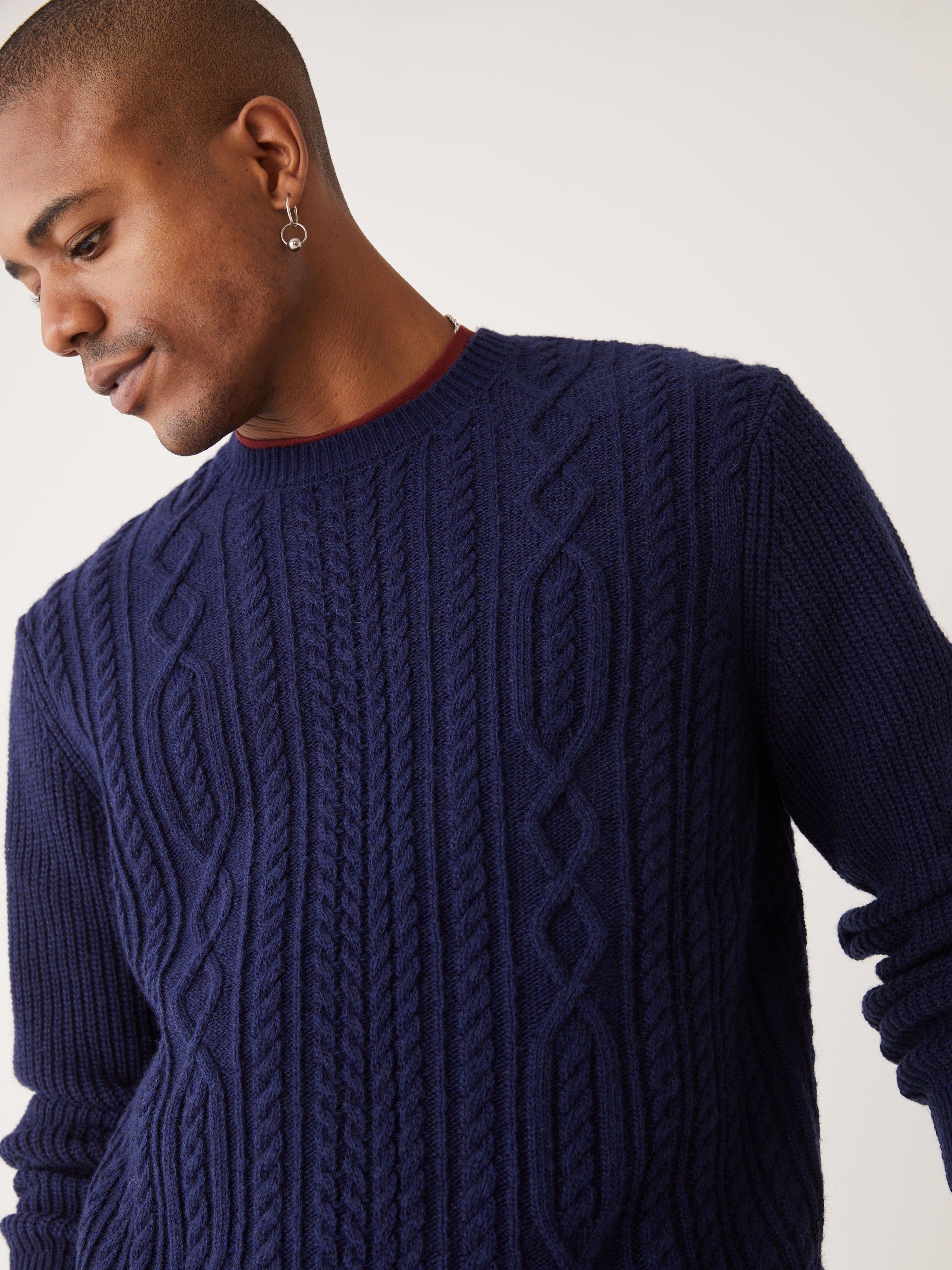 The Cable Knit Sweater in Blue sold by Frank & Oak