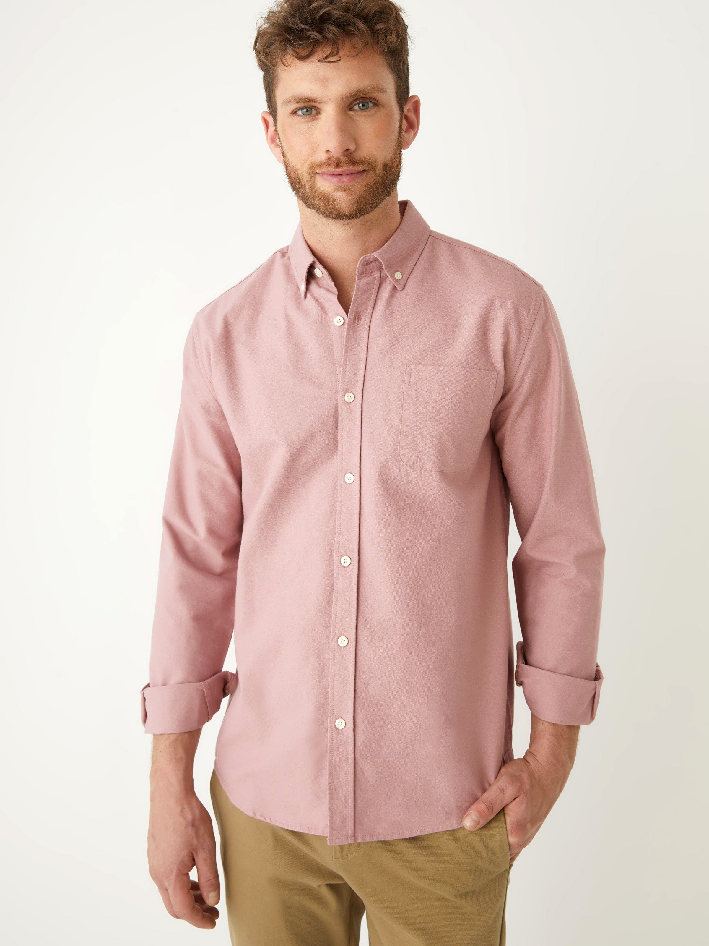 The Jasper Oxford Shirt in Woodrose sold by Frank & Oak
