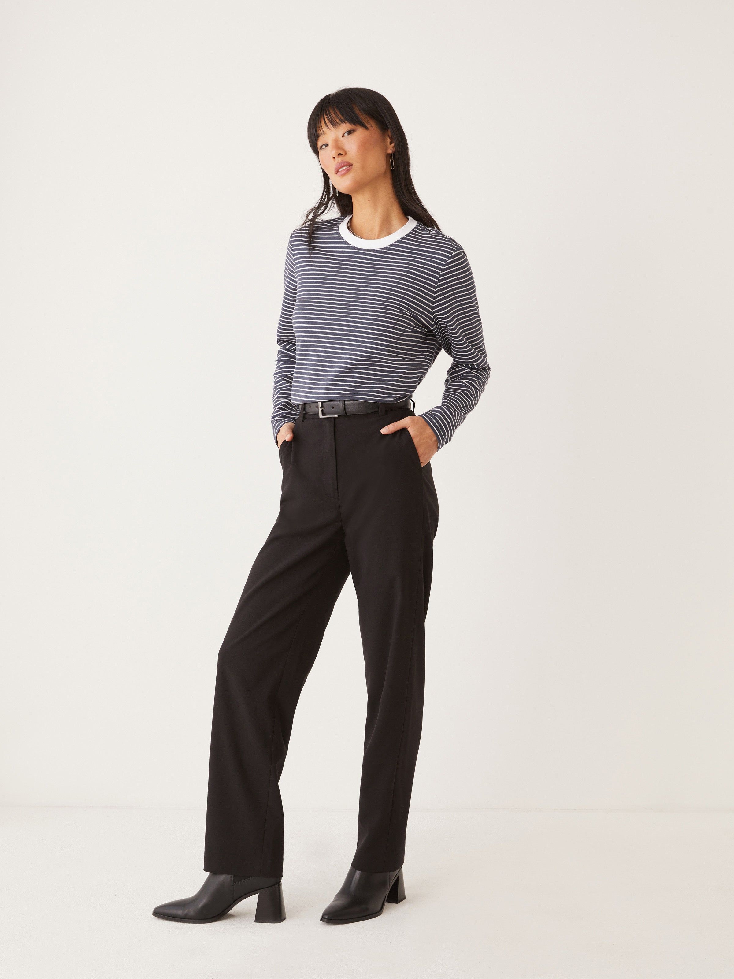 The Striped Long Sleeve T-Shirt in Night Blue sold by Frank & Oak product image thumbnail 2