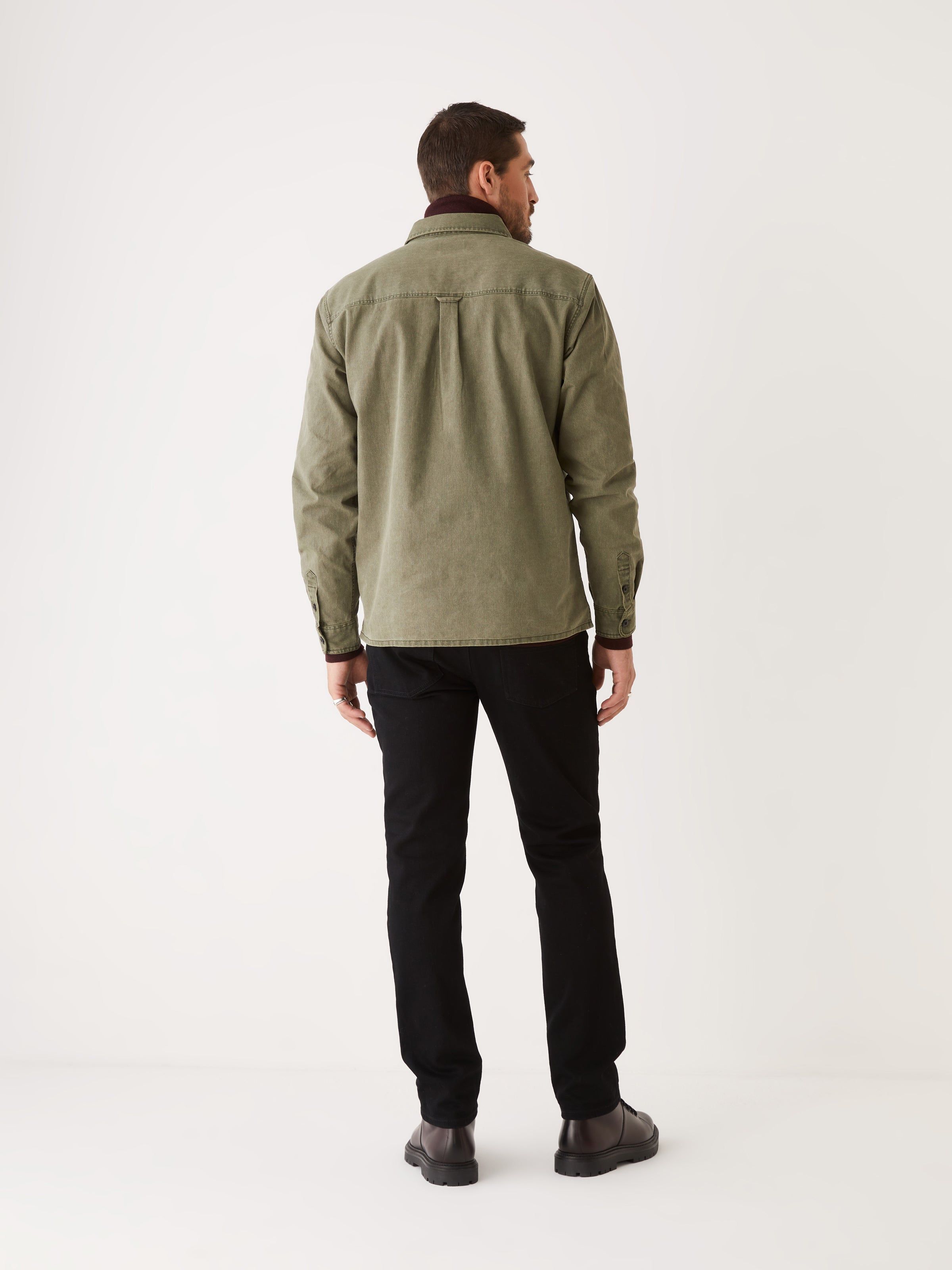 The Half-Zip Twill Popover Overshirt in Khaki sold by Frank & Oak product image thumbnail 4