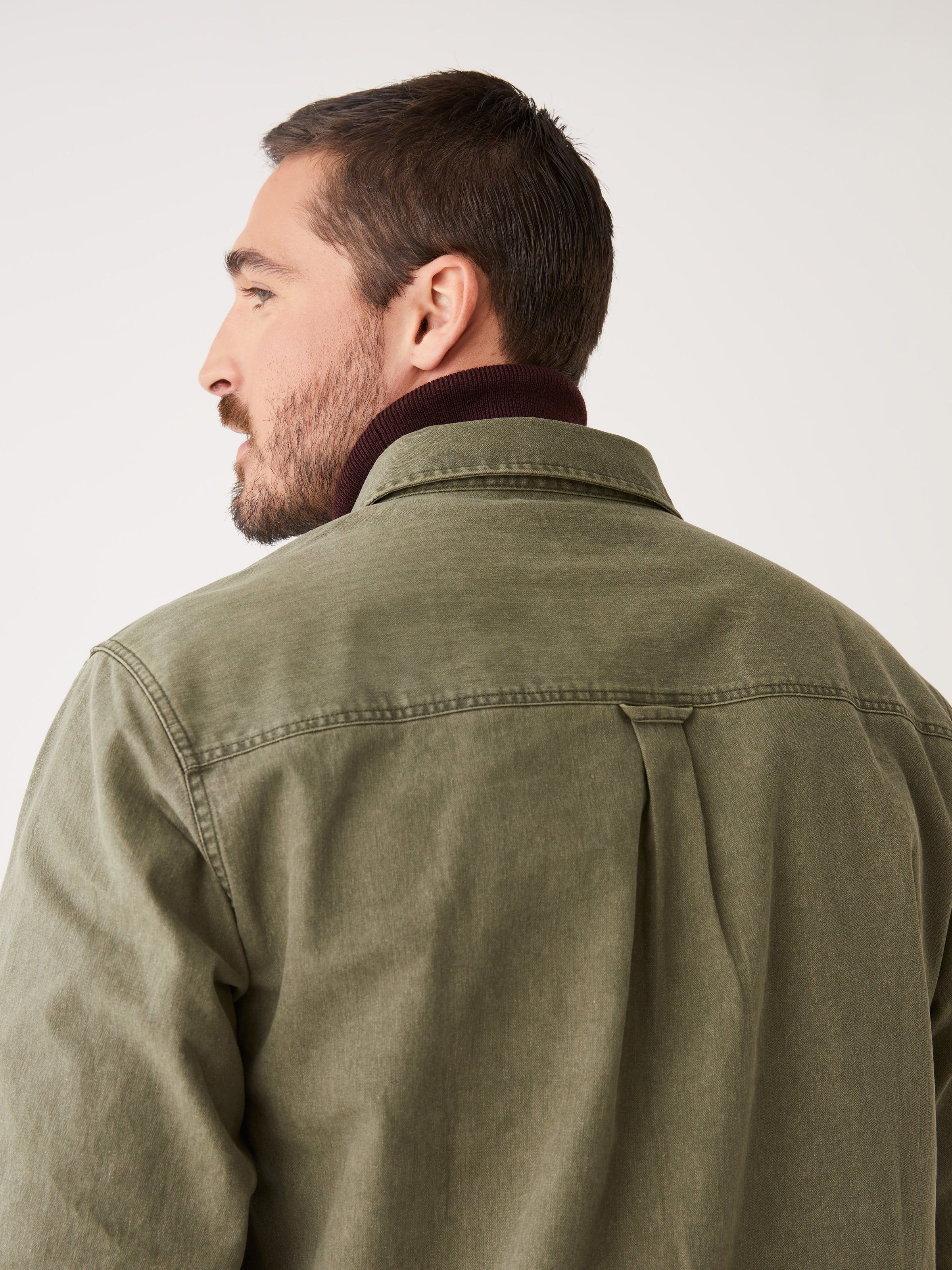 The Half-Zip Twill Popover Overshirt in Khaki sold by Frank & Oak product image thumbnail 5