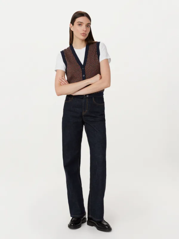 The Button-Up Sweater Vest in Space Blue sold by Frank & Oak