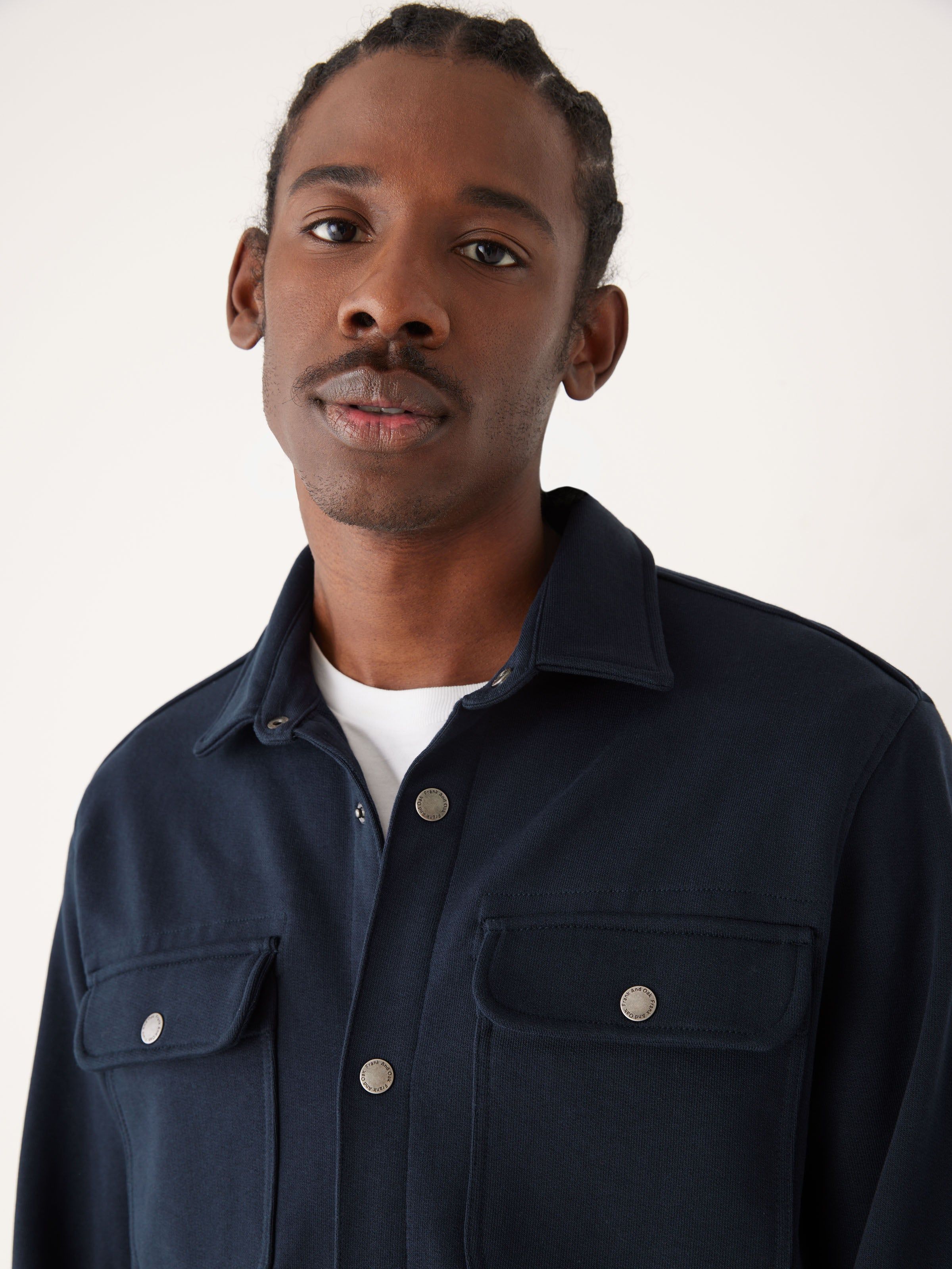 The French Terry Overshirt in Dark Blue sold by Frank & Oak product image thumbnail 4
