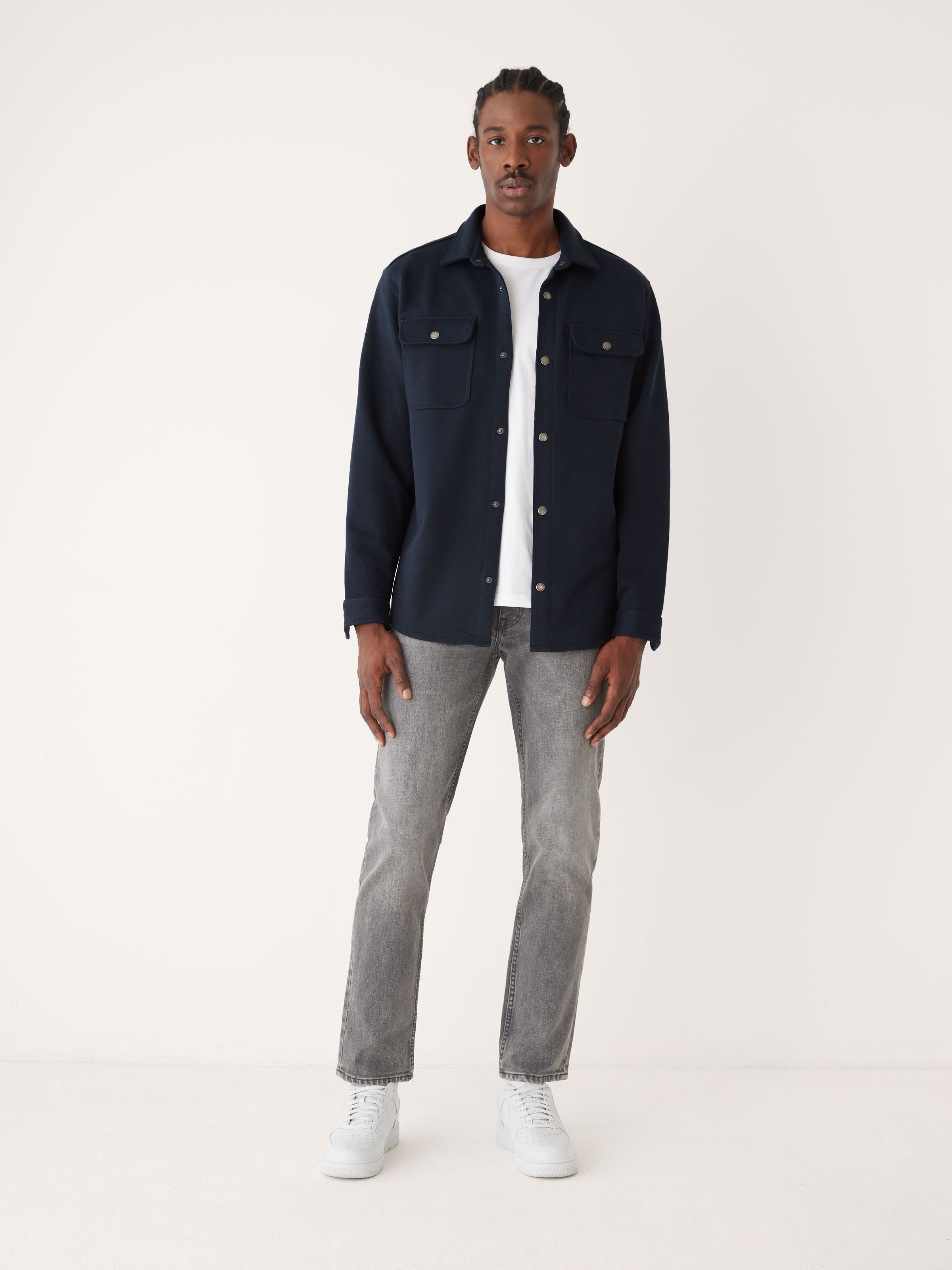 The French Terry Overshirt in Dark Blue sold by Frank & Oak