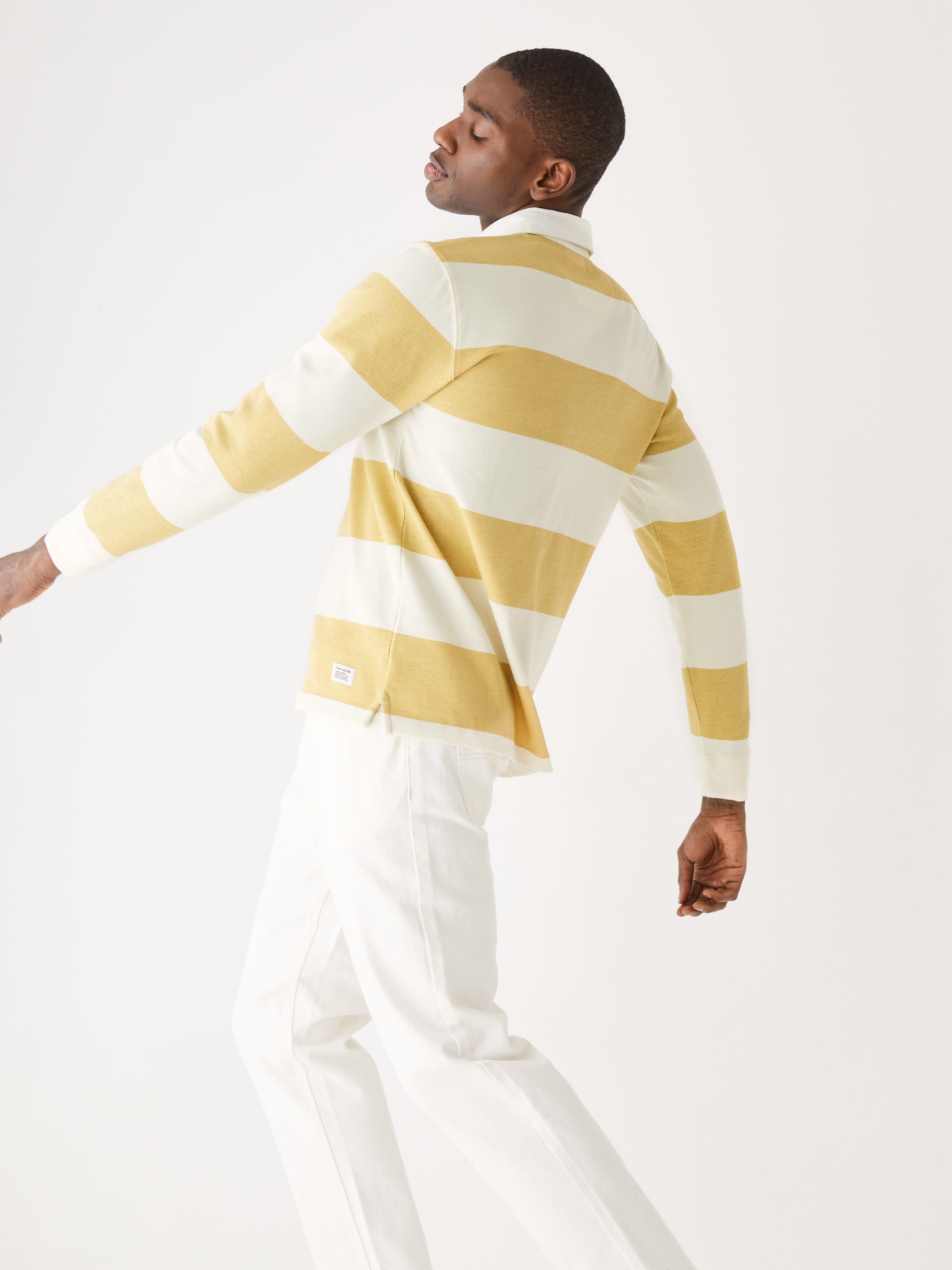 The Long Sleeve Striped Polo Shirt in Faded Green sold by Frank & Oak product image thumbnail 4