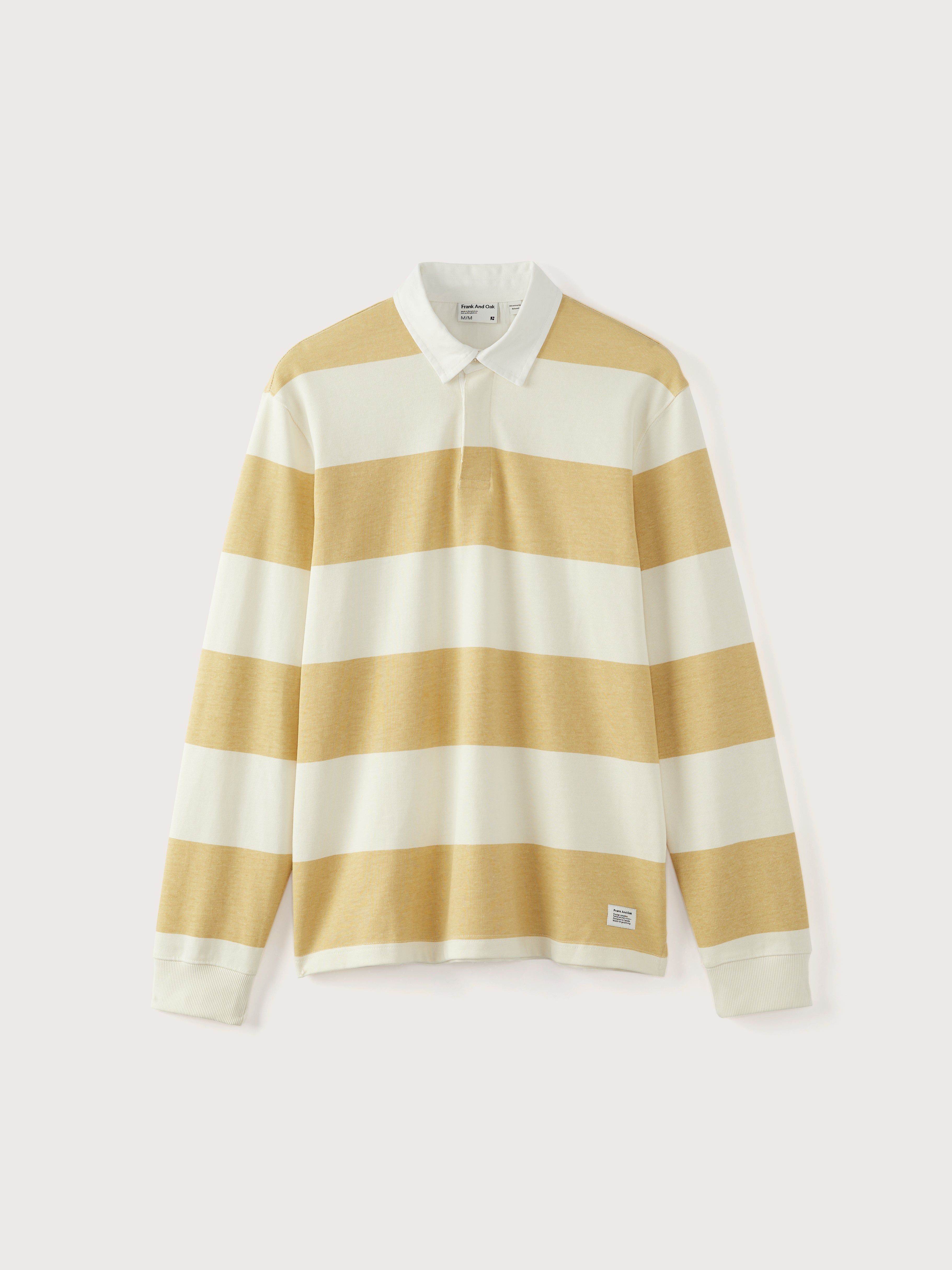 The Long Sleeve Striped Polo Shirt in Faded Green sold by Frank & Oak product image thumbnail 5