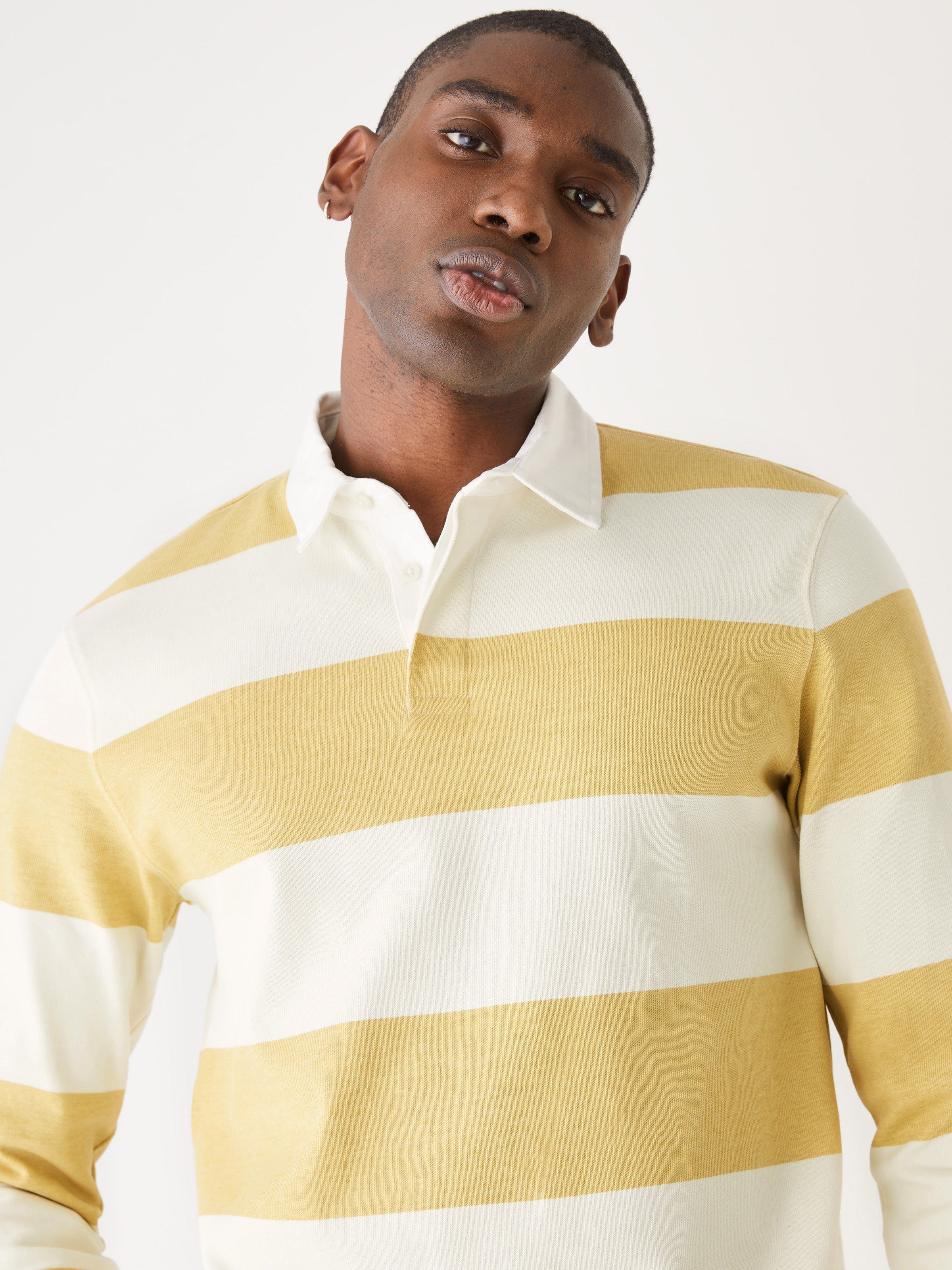 The Long Sleeve Striped Polo Shirt in Faded Green sold by Frank & Oak product image thumbnail 2