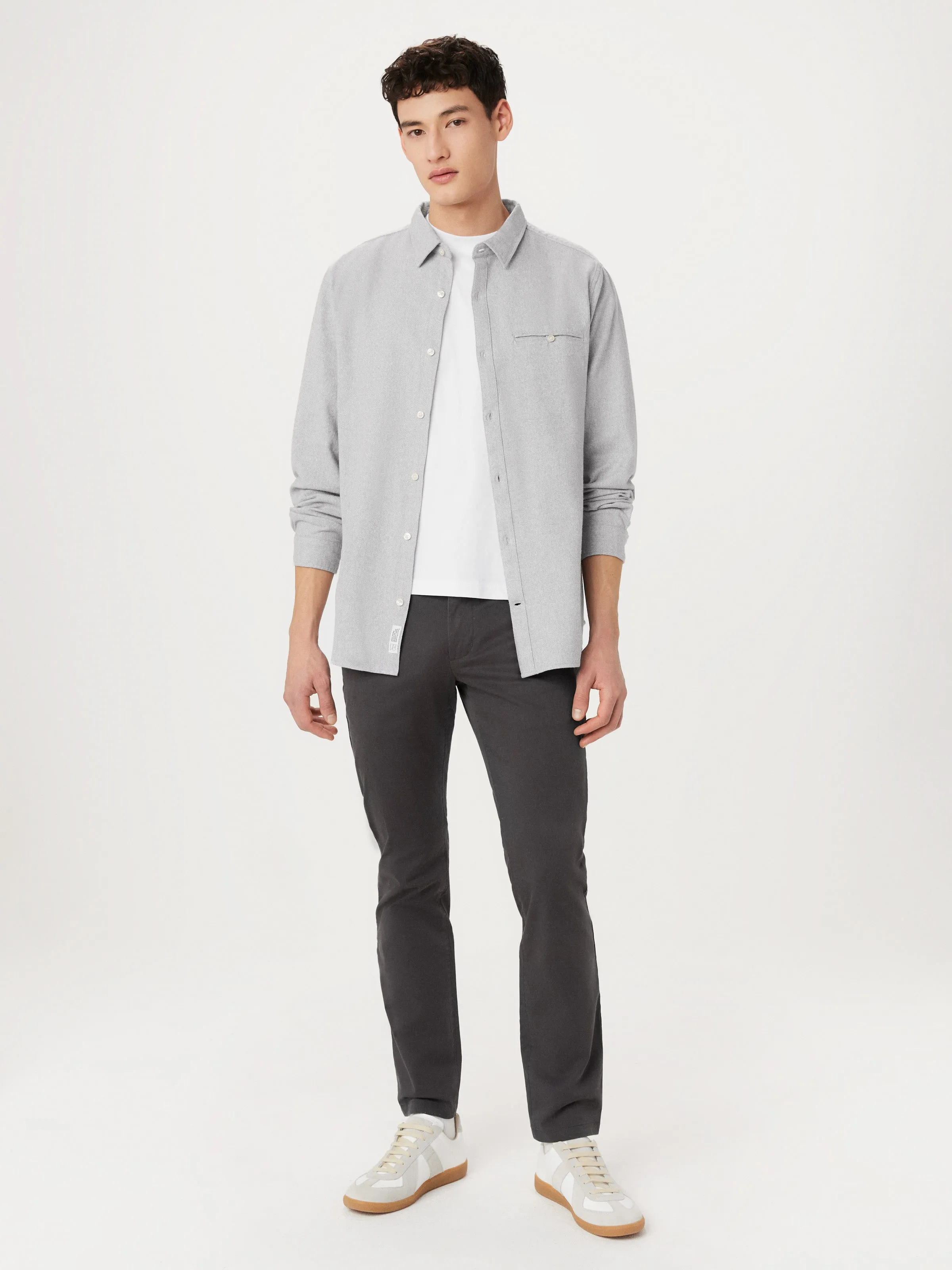 The Heathered Flannel Shirt in Grey sold by Frank & Oak