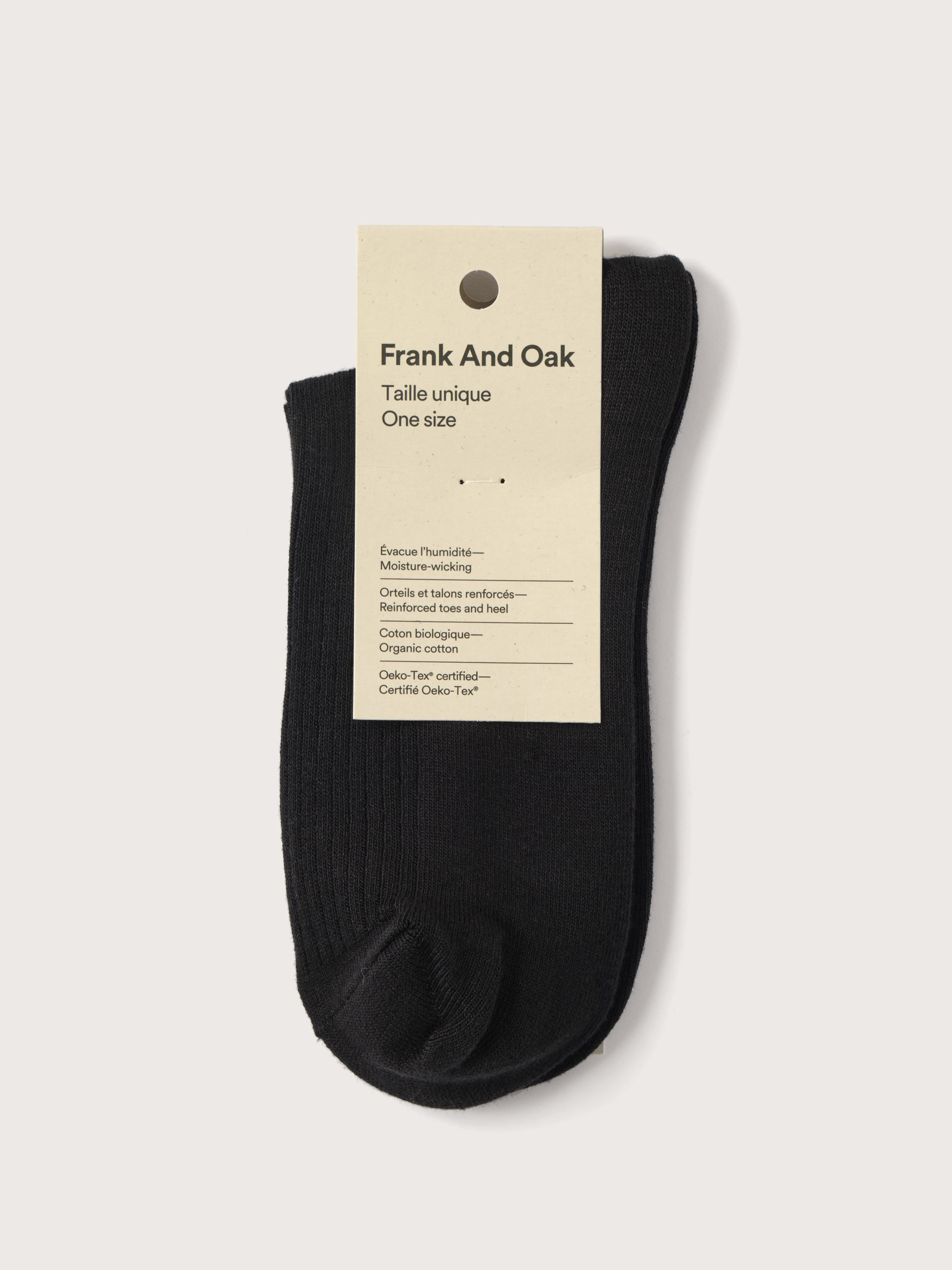 The Organic Cotton Ribbed Socks in Black sold by Frank & Oak product image thumbnail 2