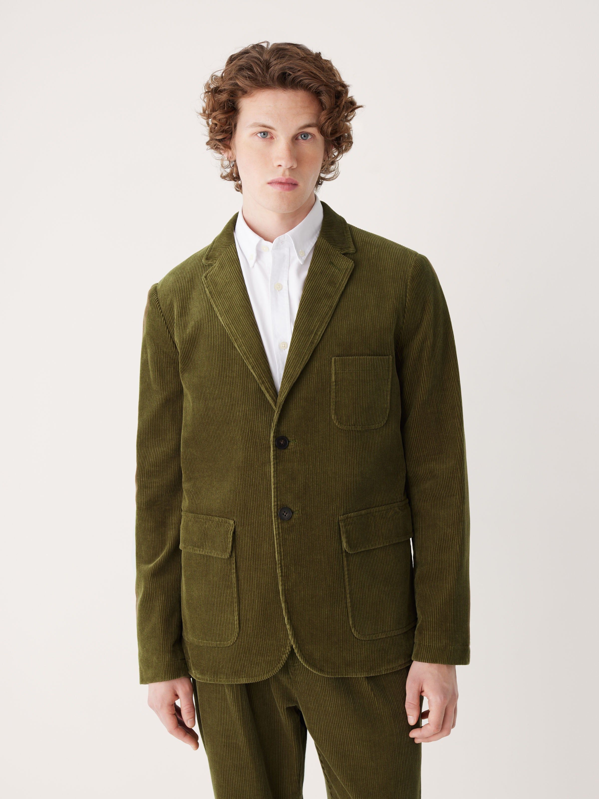 The Corduroy Sport Jacket in Dark Olive sold by Frank & Oak