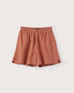The Annie Linen Short in Copper brown sold by Frank & Oak