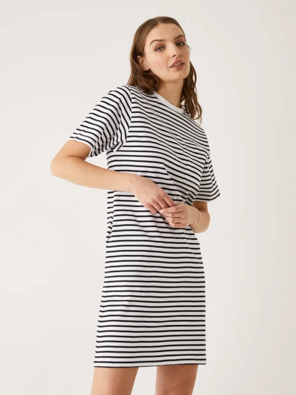 The Striped T-Shirt Dress in Black & White Striped sold by Frank & Oak