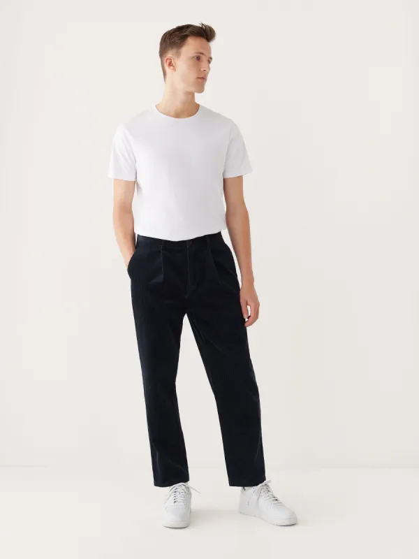 The Jamie Relaxed Tapered Fit Corduroy Pant in Deep Blue sold by Frank & Oak