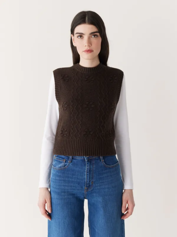 The Bobble Sweater Vest in Dark Brown sold by Frank & Oak