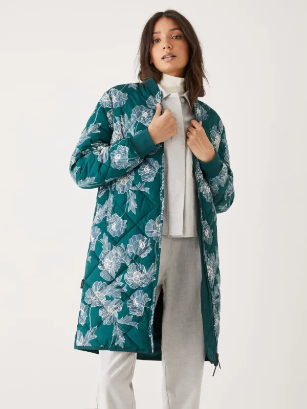 The Printed Skyline Reversible Bomber in Dark Green sold by Frank & Oak