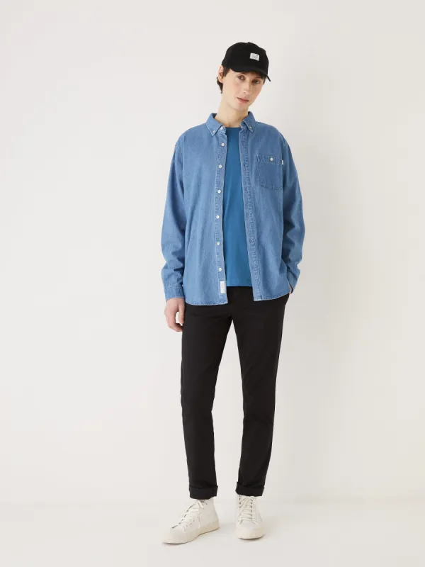 The Clark Denim Shirt in Bleached Blue sold by Frank & Oak