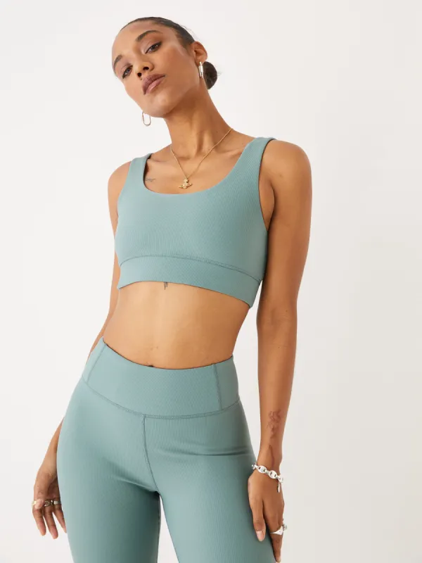 The Time Out Crop Top in Dark Teal sold by Frank & Oak