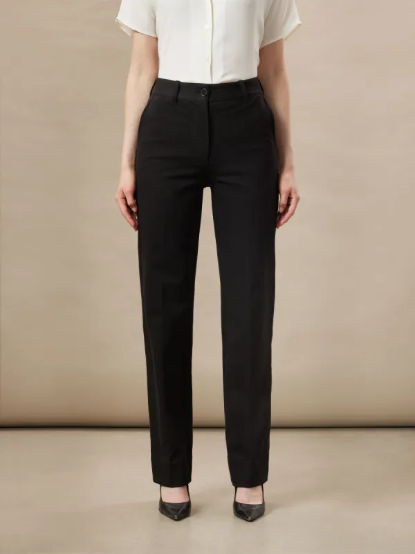 The Jane Straight Flex Pant in Black sold by Frank & Oak