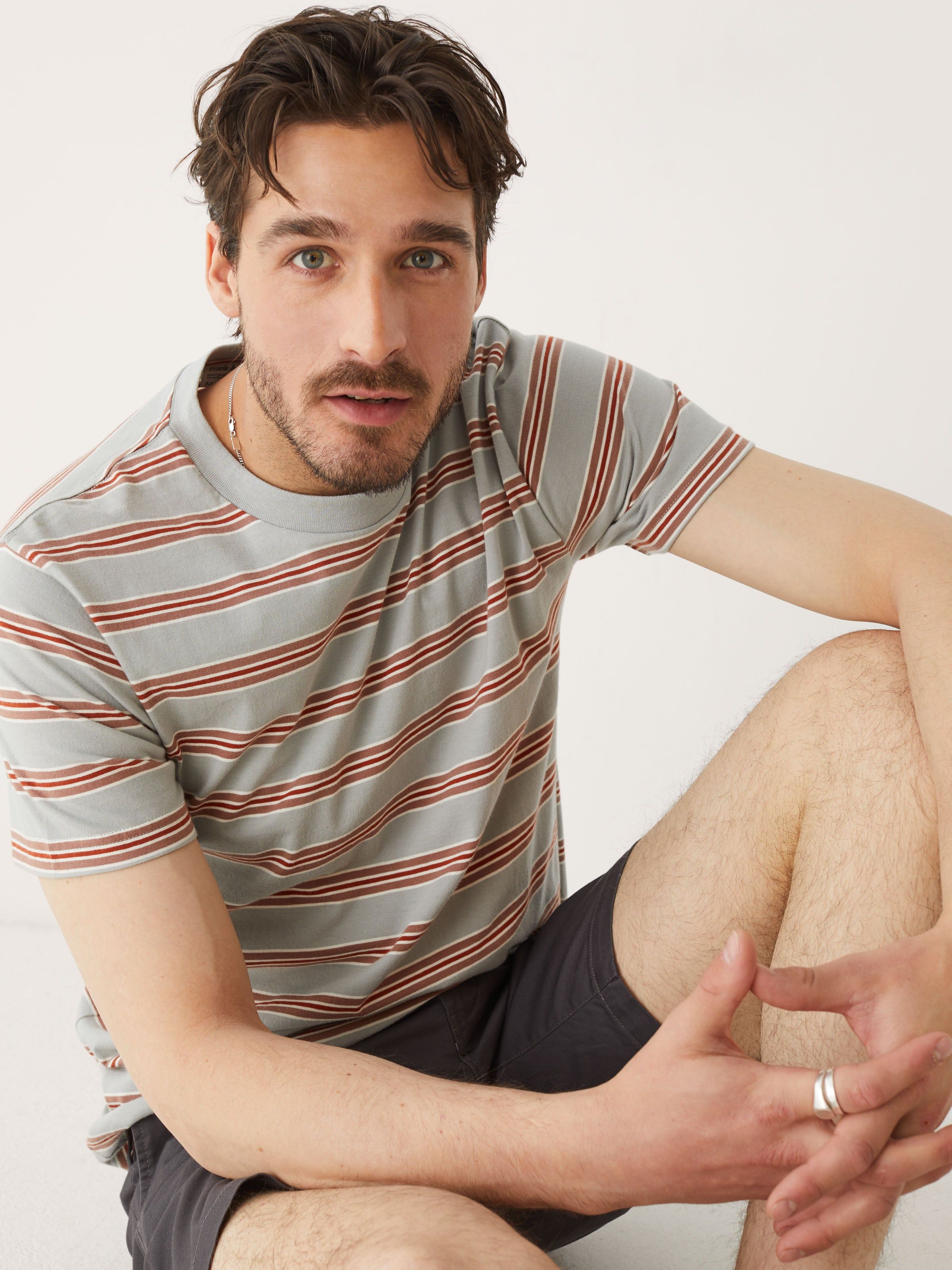 The Slim Striped T-shirt in Grey Cloud sold by Frank & Oak product image thumbnail 2