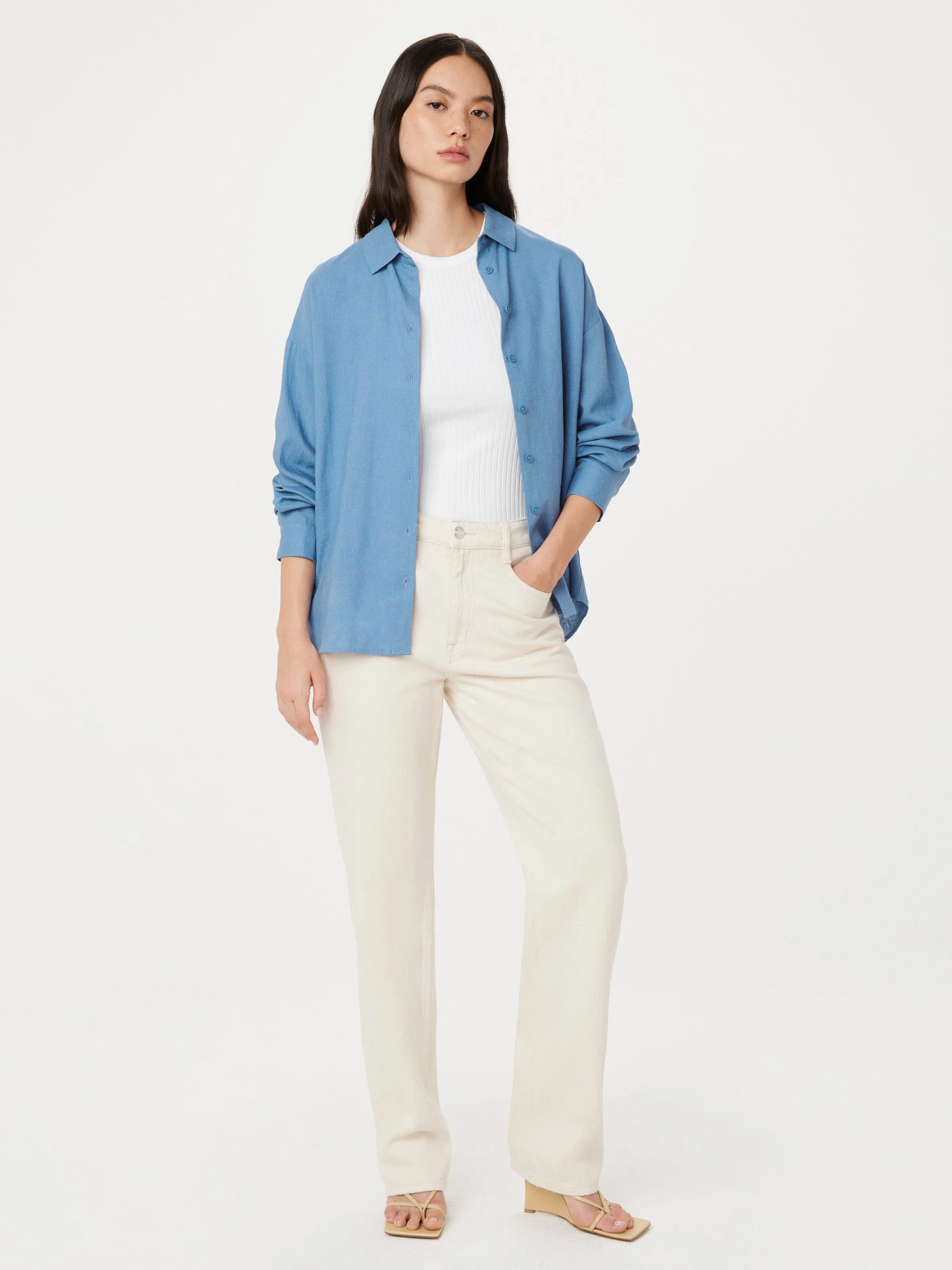 The Linen Long Sleeve Shirt in Coronet Blue sold by Frank & Oak product image thumbnail 2