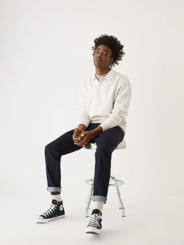 The Fleece Polo Sweatshirt in White sold by Frank & Oak