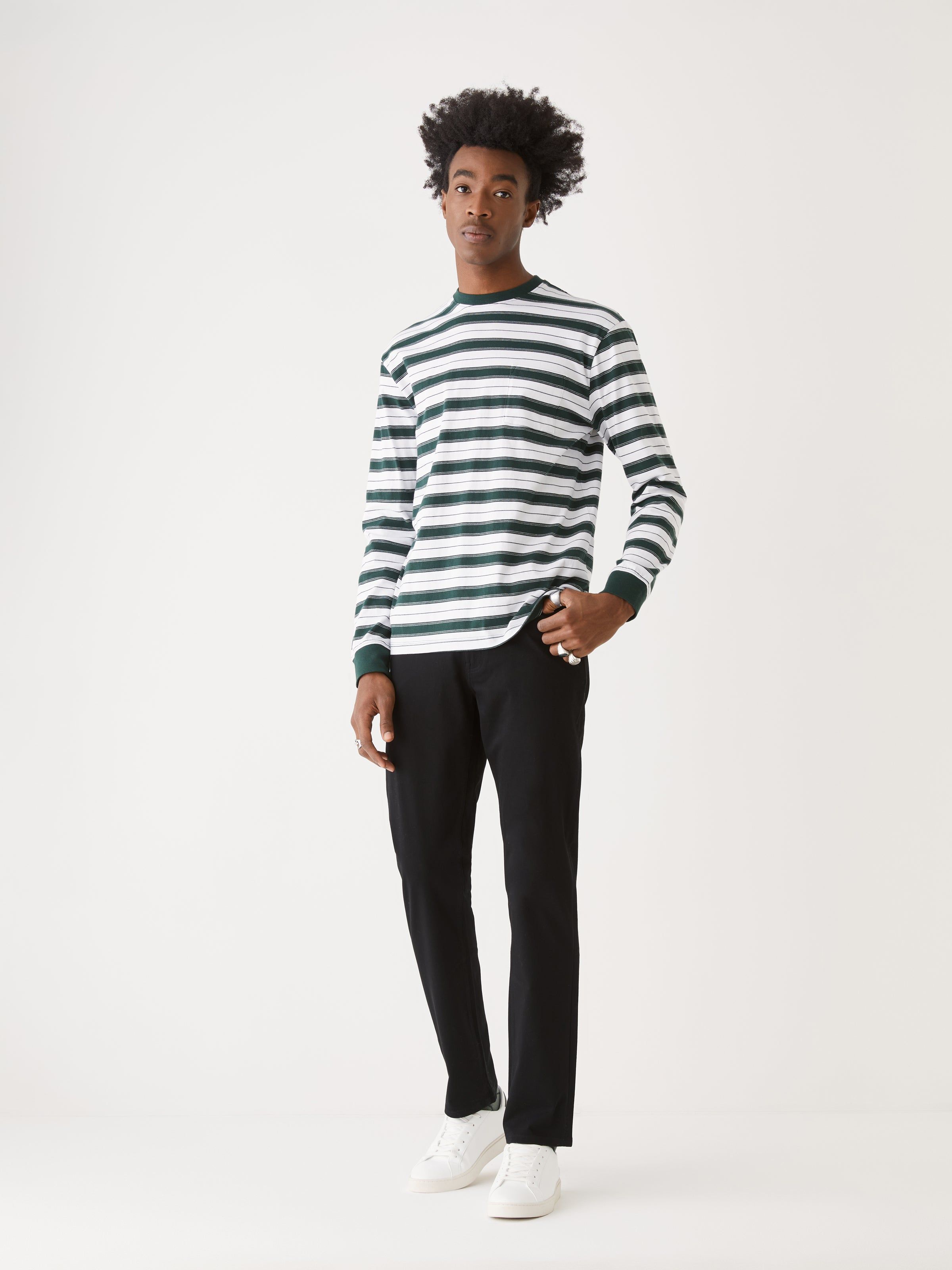 The Striped Long Sleeve T-Shirt in Pine Grove sold by Frank & Oak product image thumbnail 3