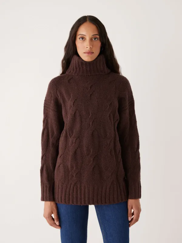 The Comfort Turtleneck Sweater in Burgundy sold by Frank & Oak