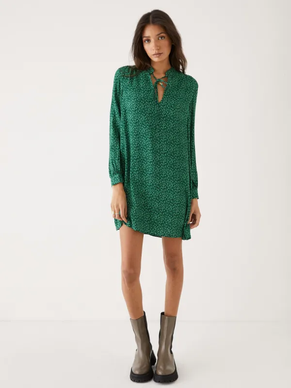 The Floral Chiffon Dress in Evergreen sold by Frank & Oak