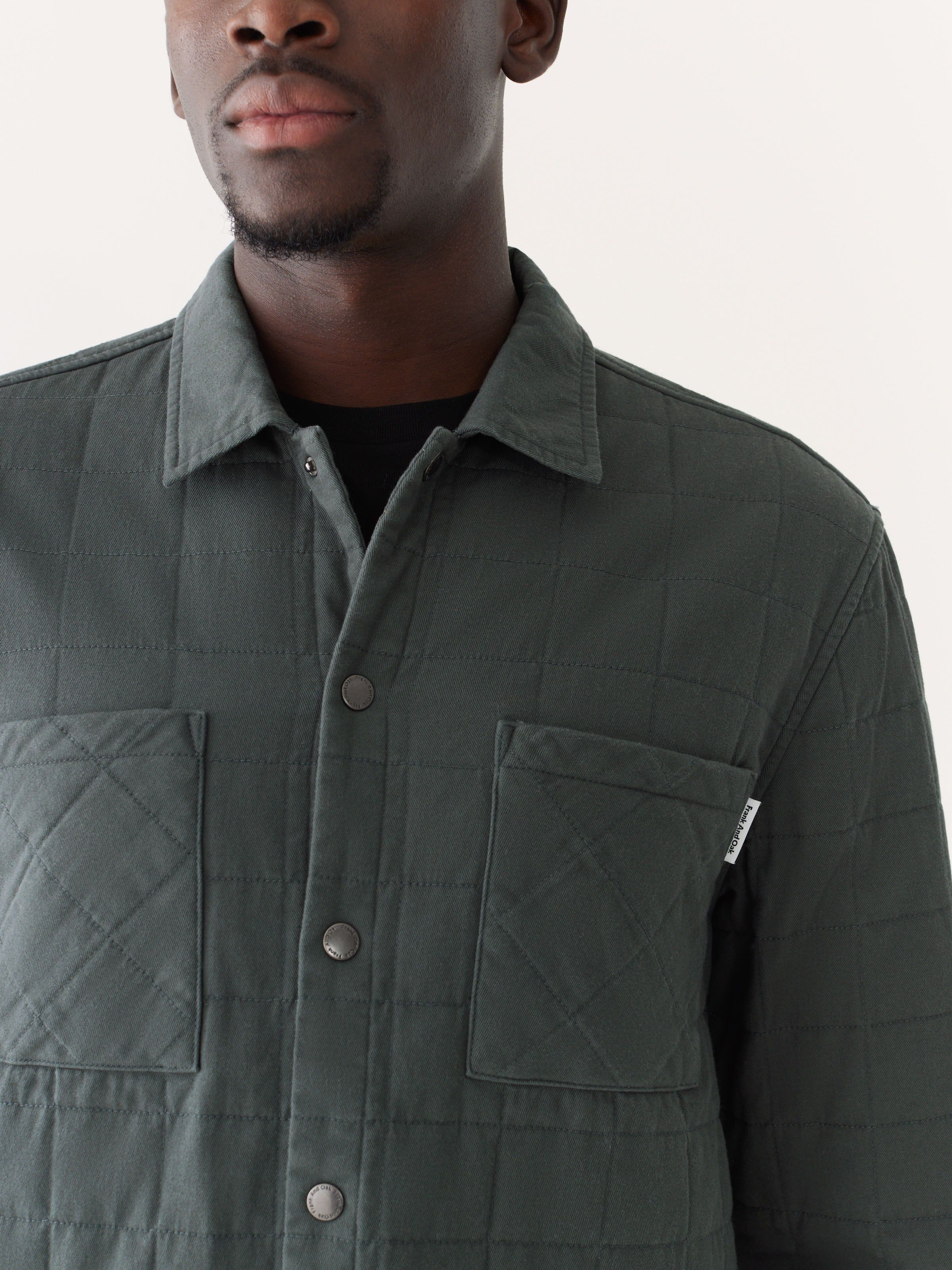 The Quilted Overshirt in Teal Grey sold by Frank & Oak product image thumbnail 4
