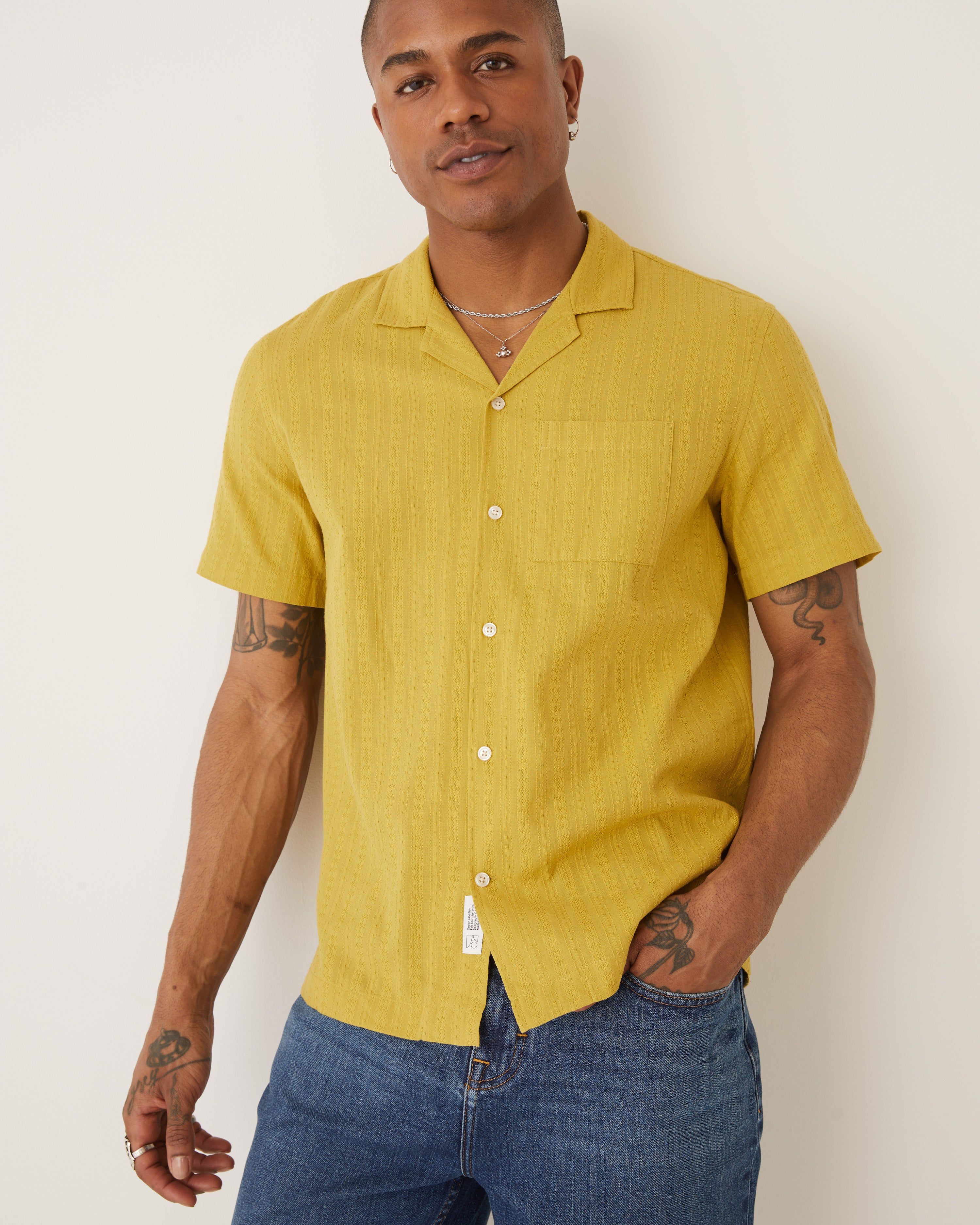 The Textured Resort Shirt in Gold Yellow sold by Frank & Oak product image thumbnail 3