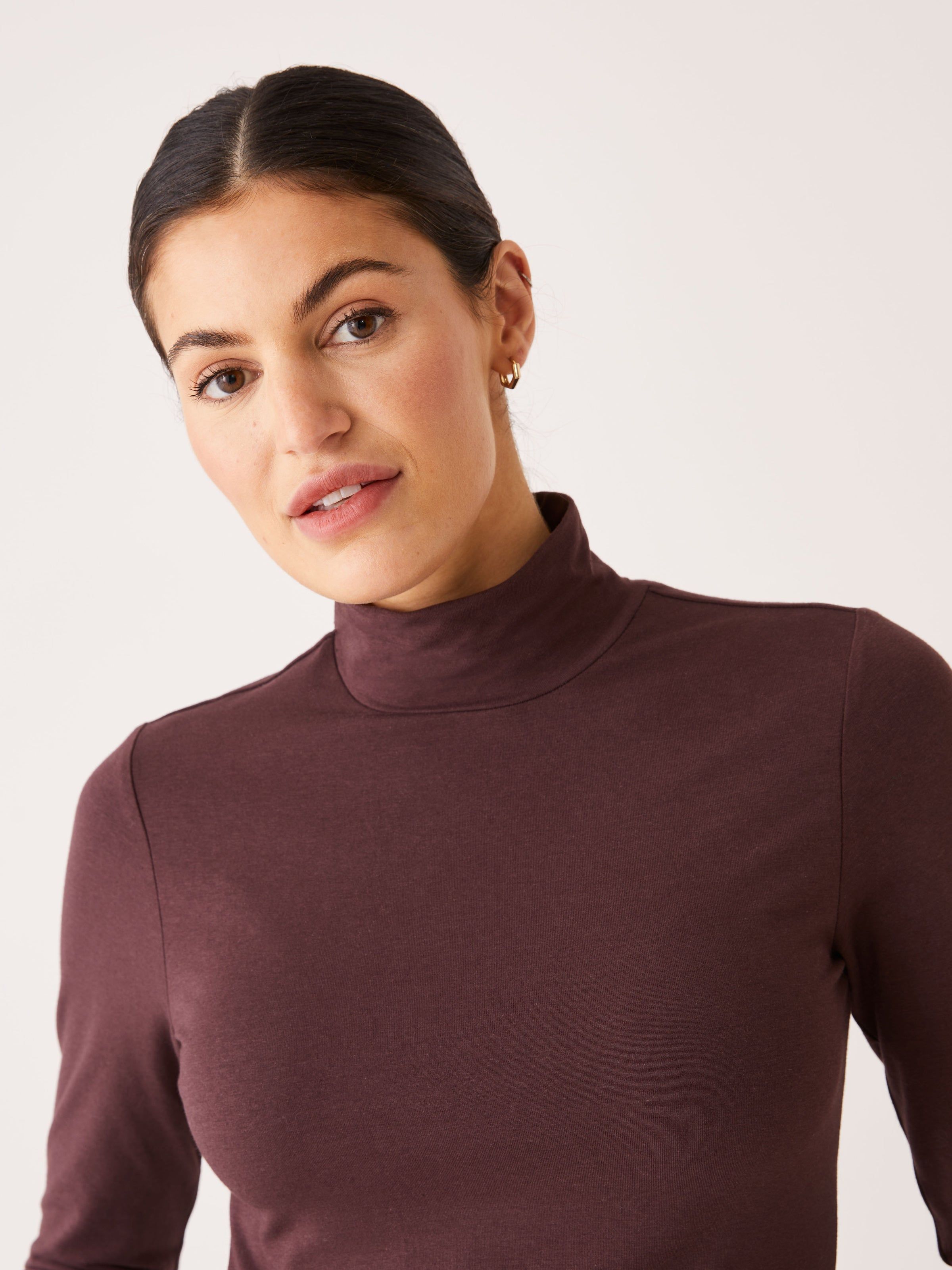 The Long Sleeve Mockneck in Fudge sold by Frank & Oak product image thumbnail 3