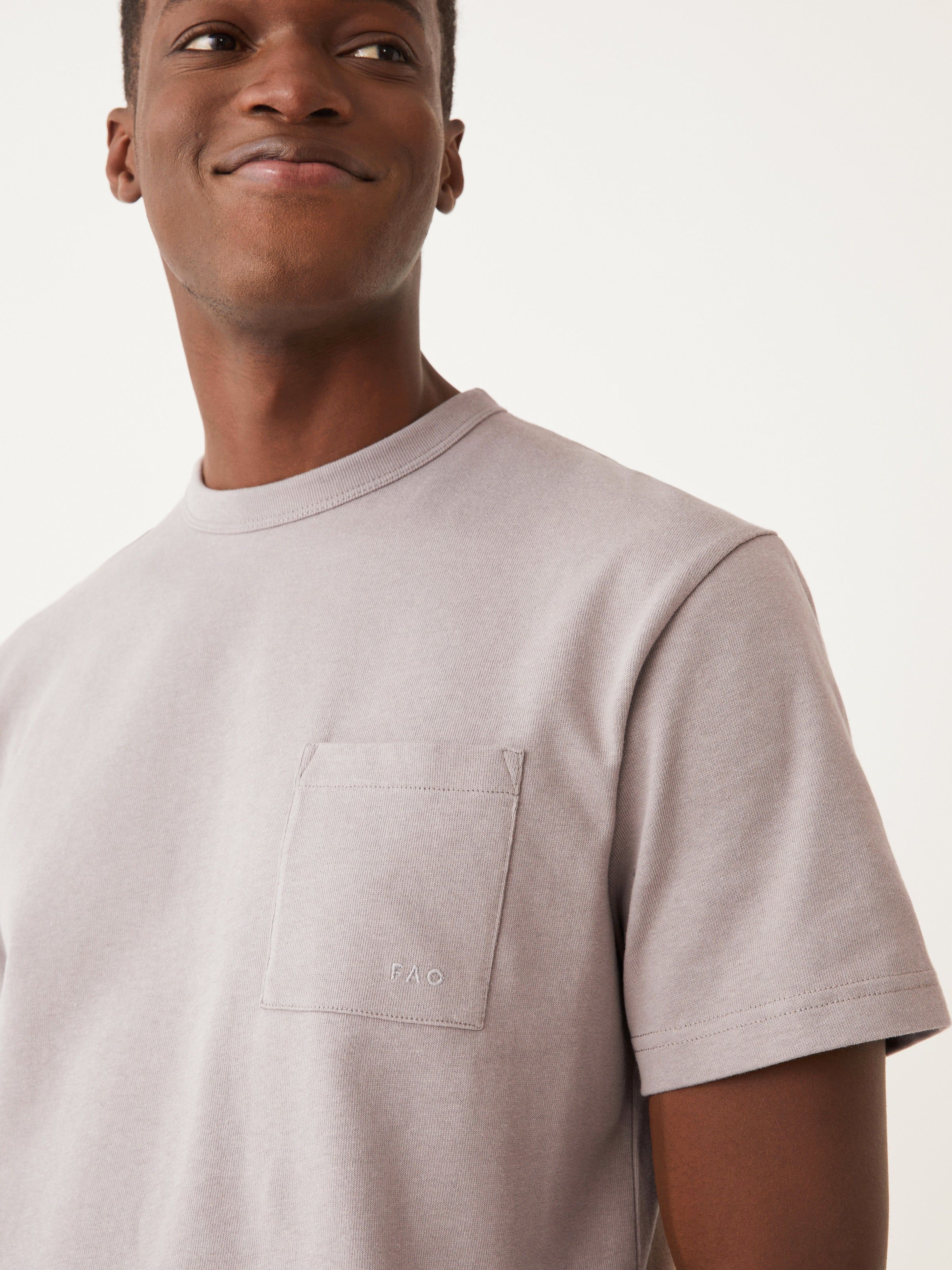 The Relaxed Pocket T-Shirt in Earl grey sold by Frank & Oak
