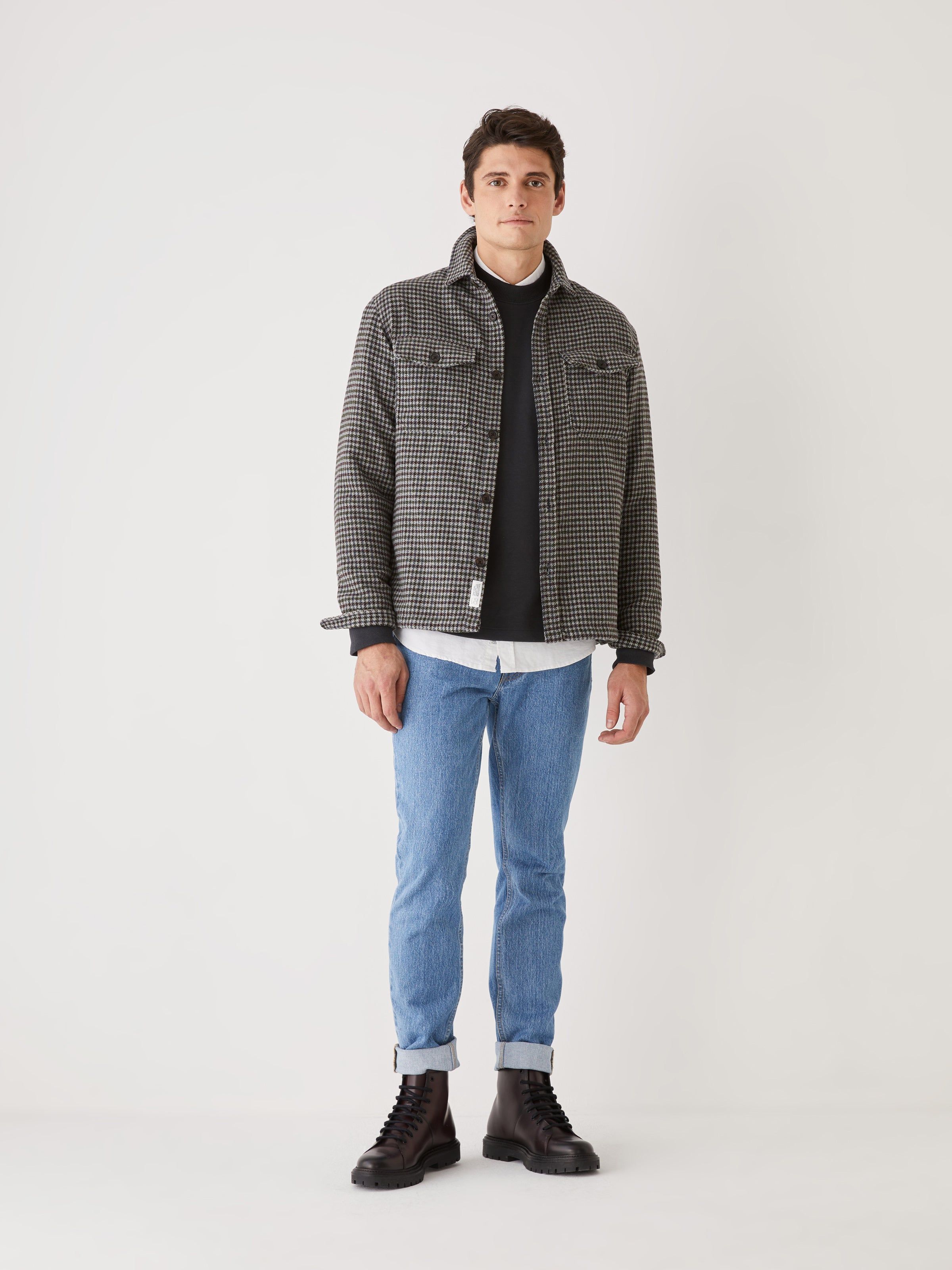 The Hoodstooth Wool Overshirt in Grey sold by Frank & Oak product image thumbnail 3