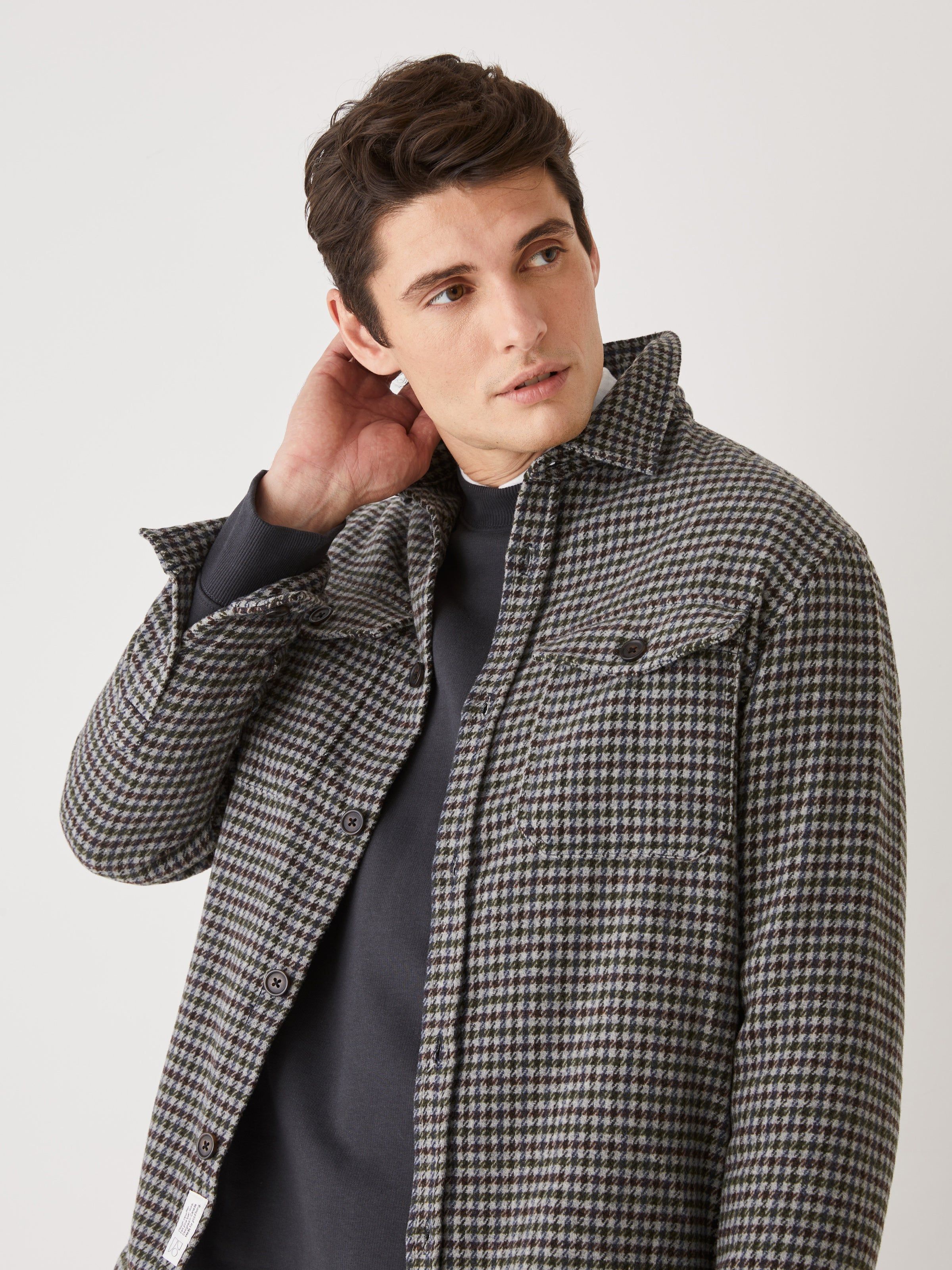 The Hoodstooth Wool Overshirt in Grey sold by Frank & Oak product image thumbnail 2