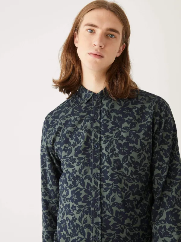 The Printed Fluid Shirt in Deep Blue sold by Frank & Oak