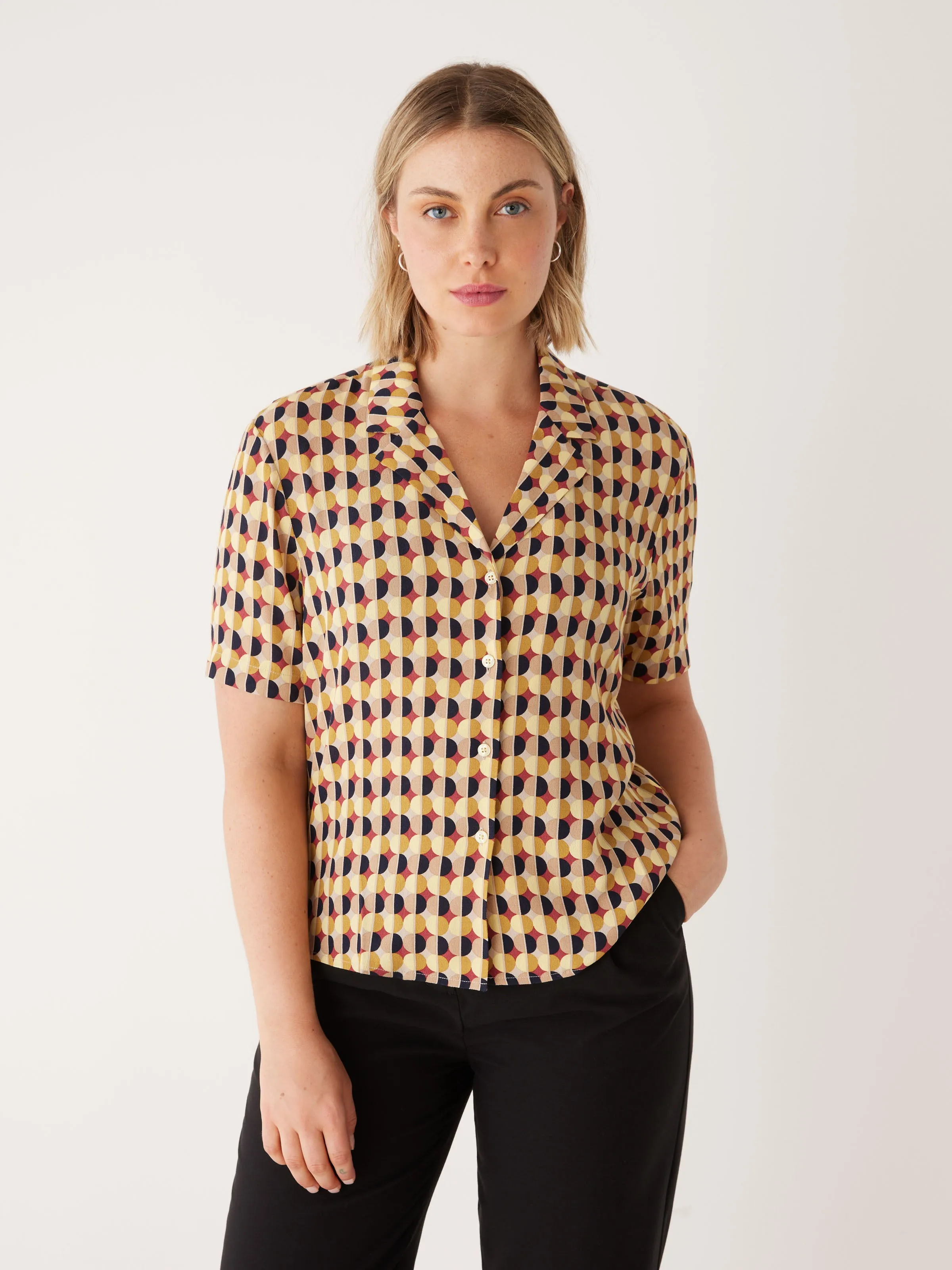 The Printed Camp Collar Blouse in Daisy sold by Frank & Oak